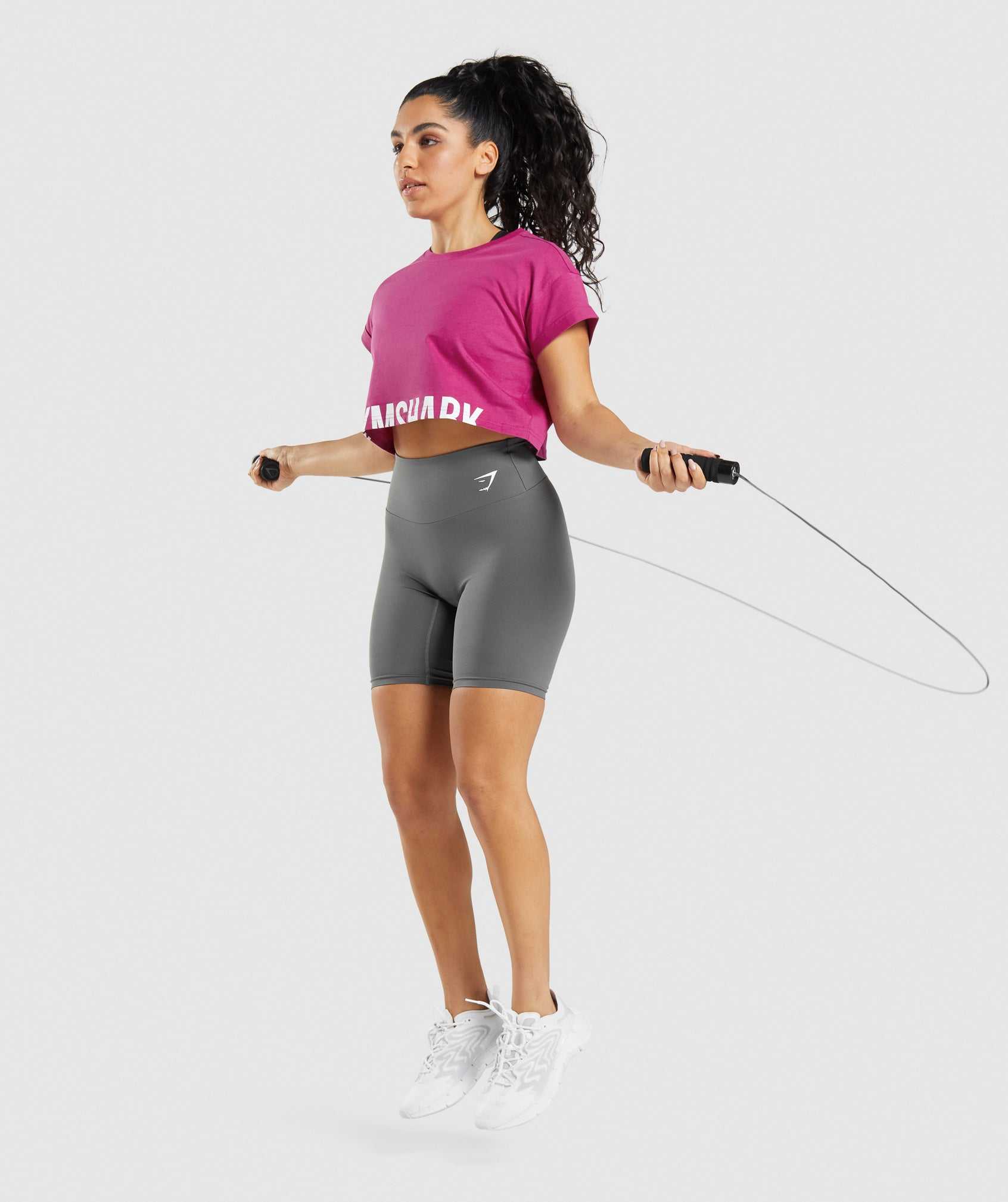 Najfatalniejszy Damskie Gymshark Fraction Crop Różowe | LQWH79643