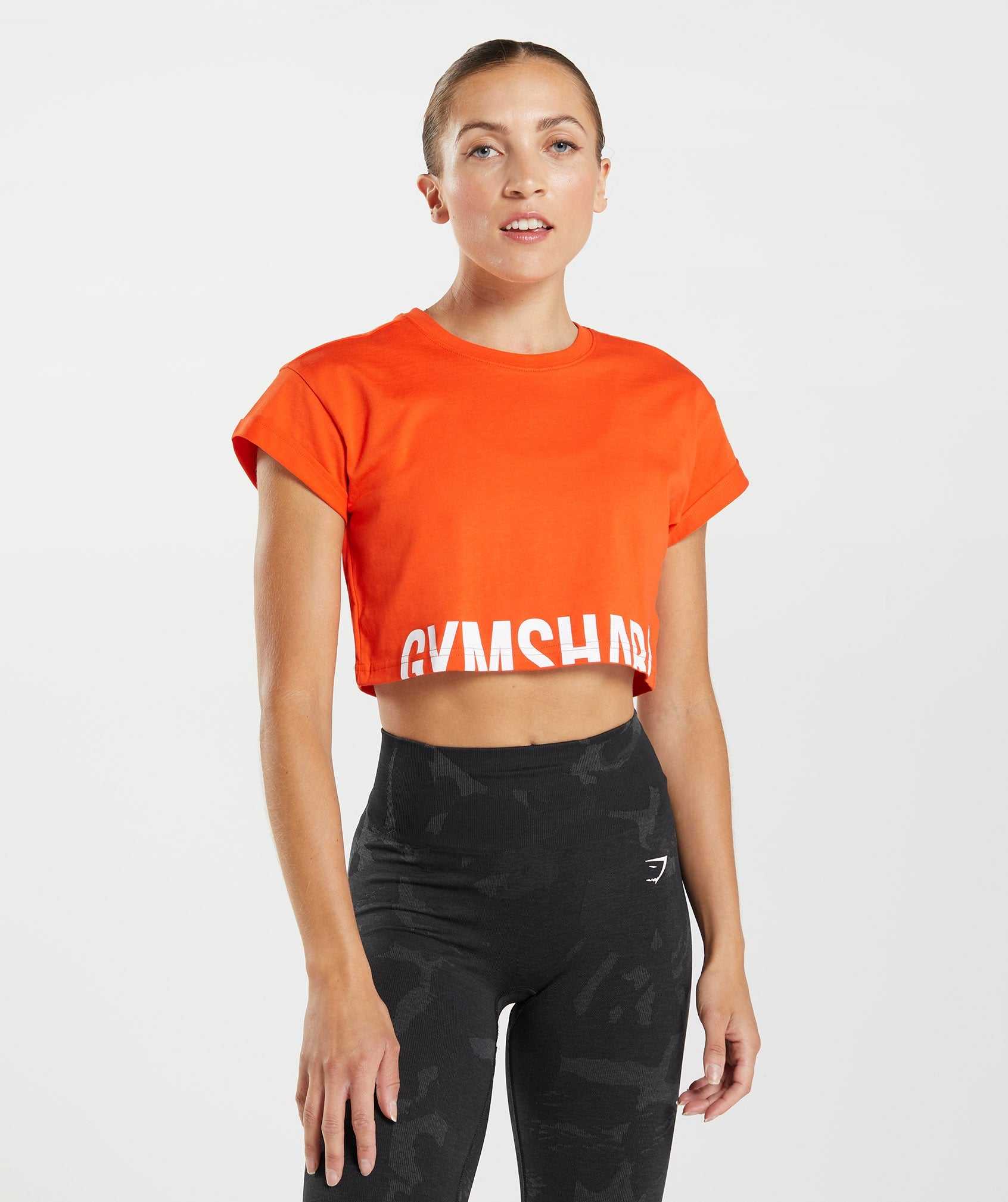 Najfatalniejszy Damskie Gymshark Fraction Crop Czerwone | PLBX94201