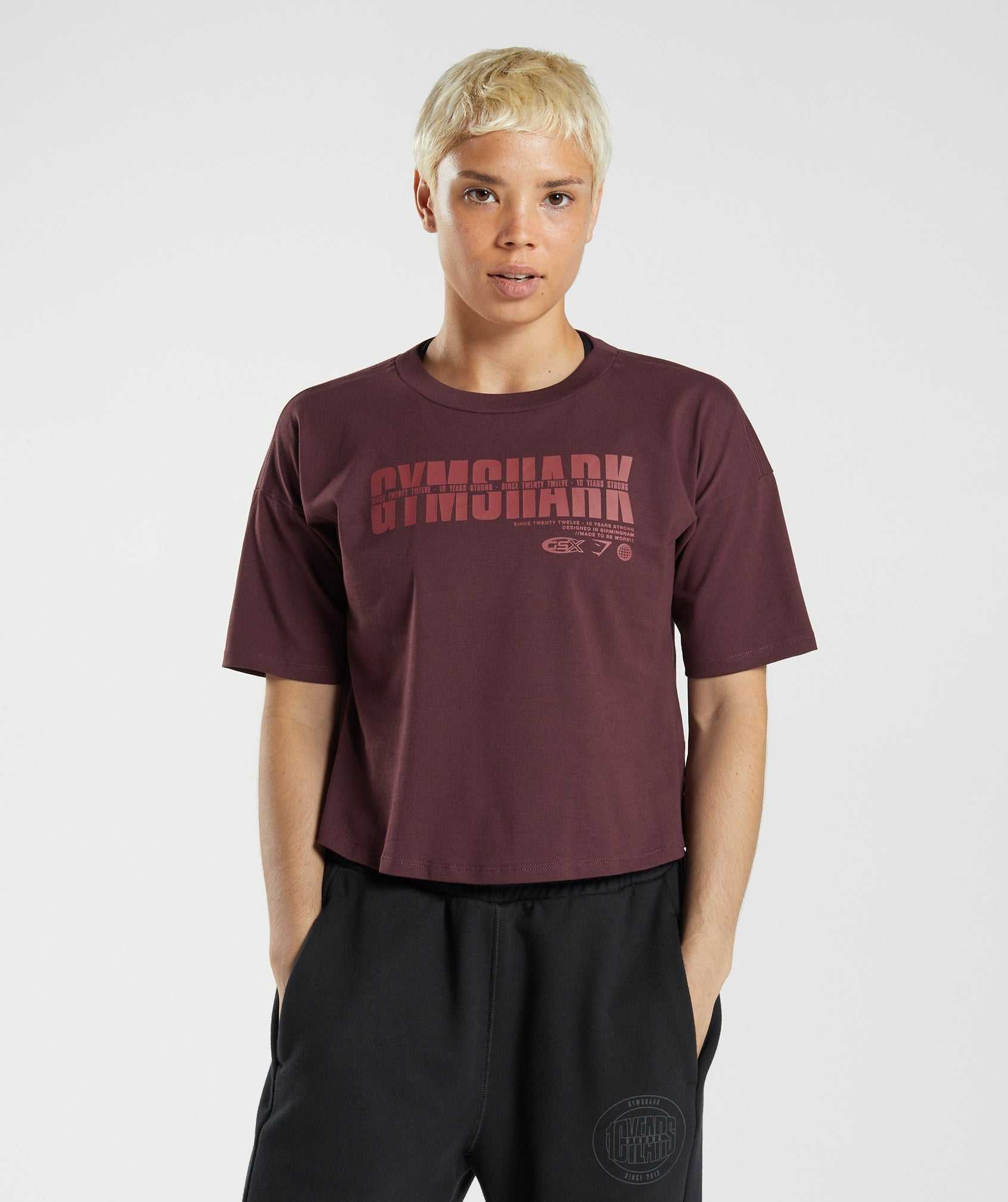 Najfatalniejszy Damskie Gymshark GS10 Year Midi Bordowe | IVOU86031