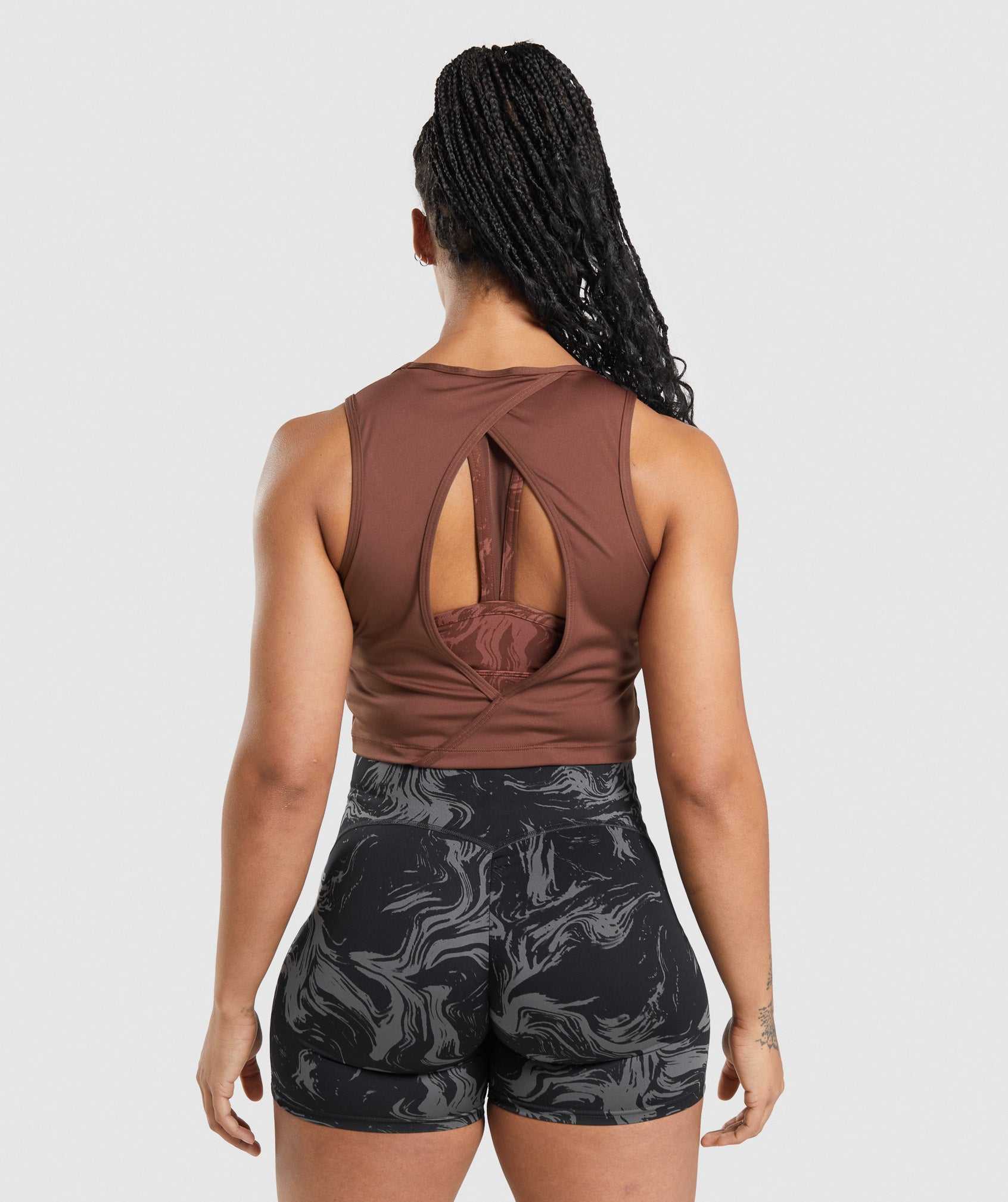 Najfatalniejszy Damskie Gymshark GS Power Open Back Cropped Różowe Brązowe | VKEG69483