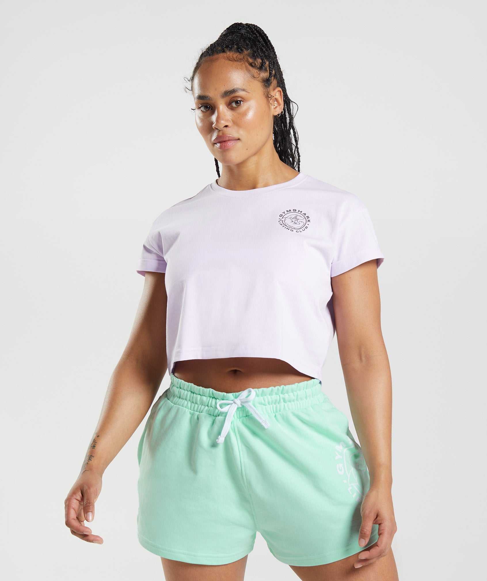 Najfatalniejszy Damskie Gymshark Legacy Crop Fioletowe | CMOZ18643