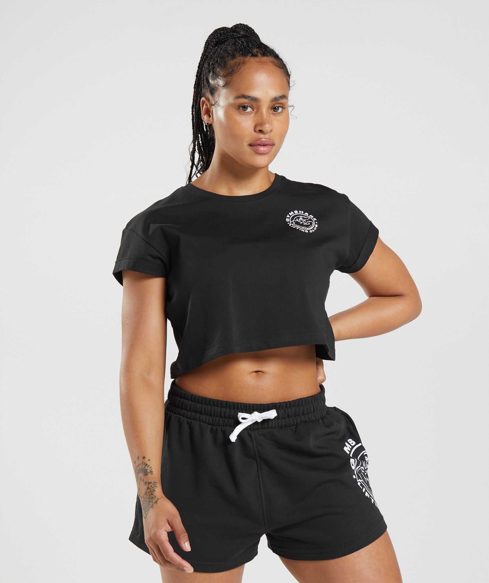 Najfatalniejszy Damskie Gymshark Legacy Crop Czarne | DJAO62904