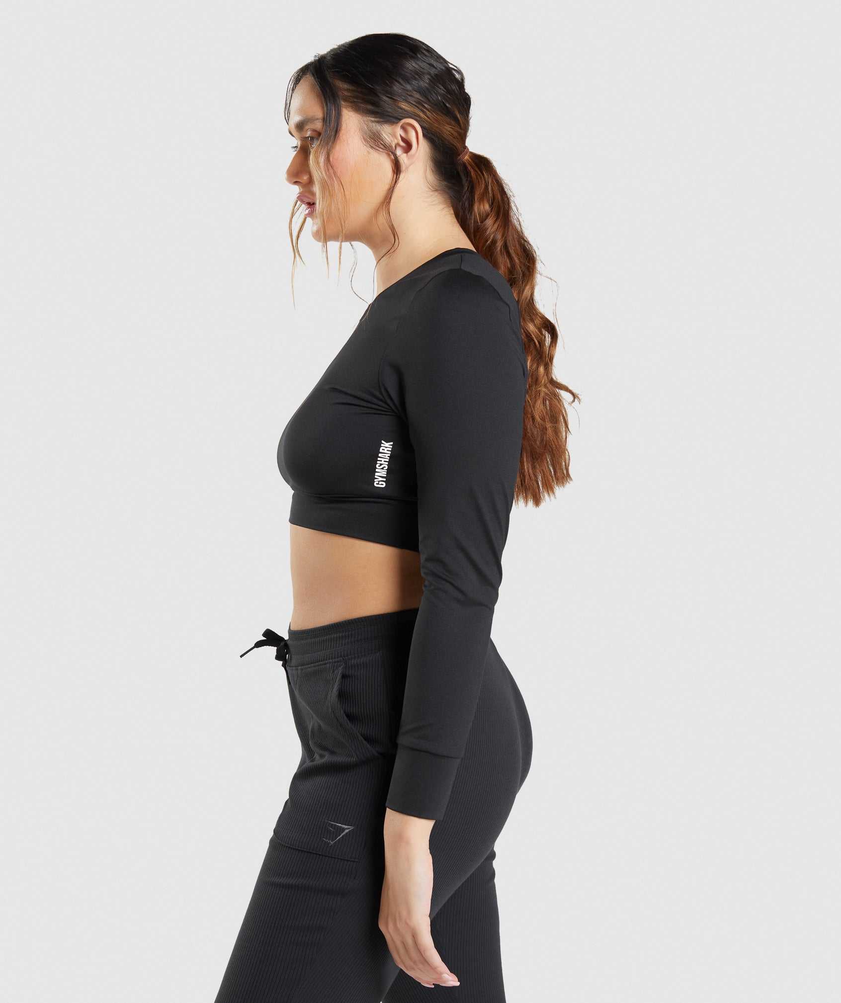 Najfatalniejszy Damskie Gymshark Pause Open Back Long Sleeve Crop Czarne | ABNQ64570