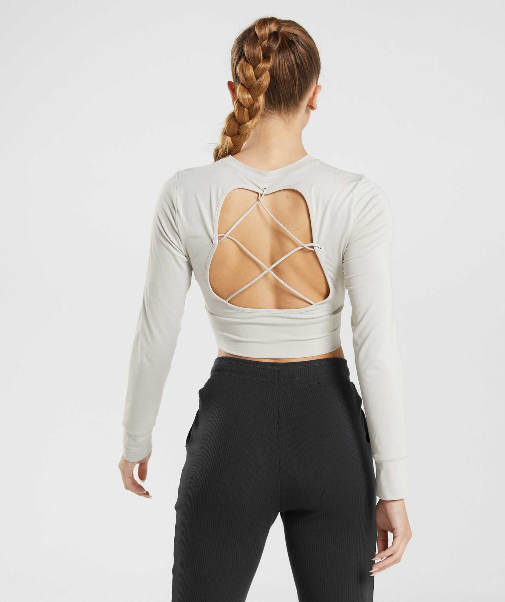 Najfatalniejszy Damskie Gymshark Pause Open Back Long Sleeve Crop Szare | SAMI79810