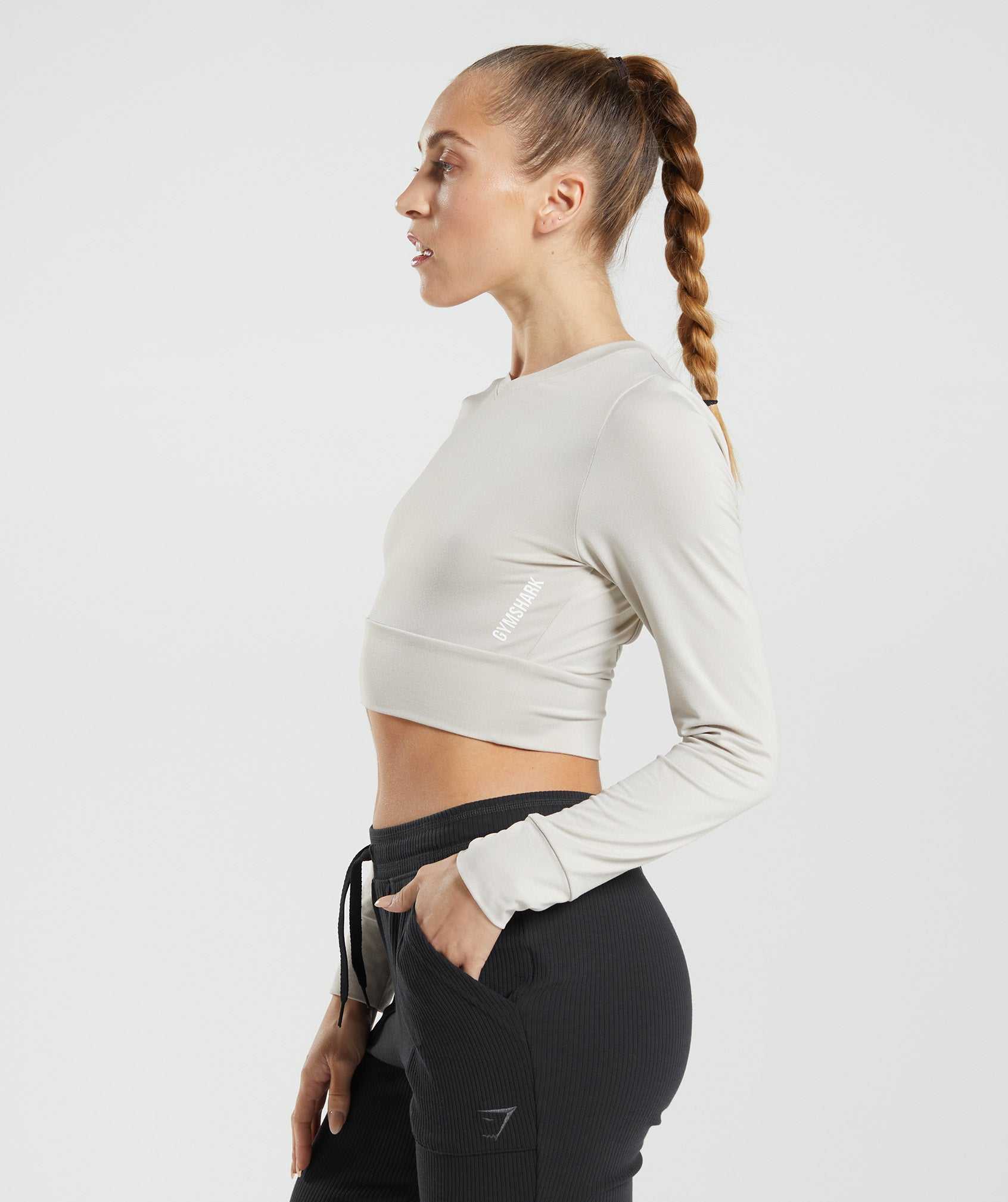 Najfatalniejszy Damskie Gymshark Pause Open Back Long Sleeve Crop Szare | UQLX63810