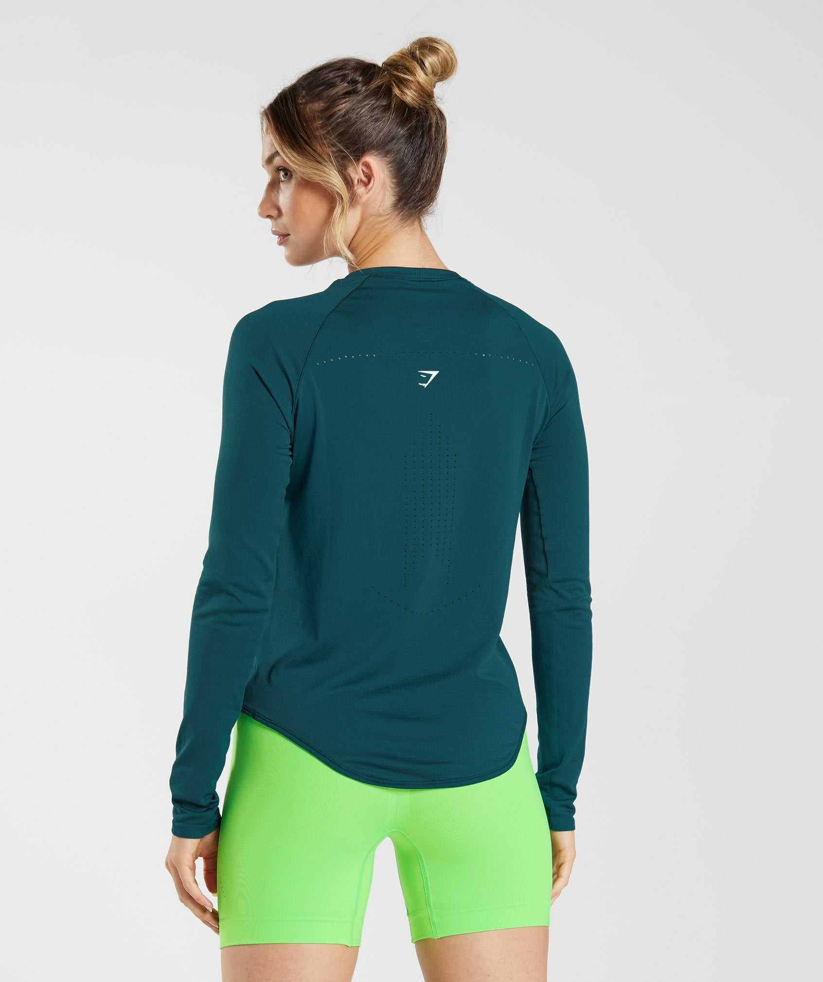 Najfatalniejszy Damskie Gymshark Sweat Seamless Long Sleeve Turkusowe | GTXE72591