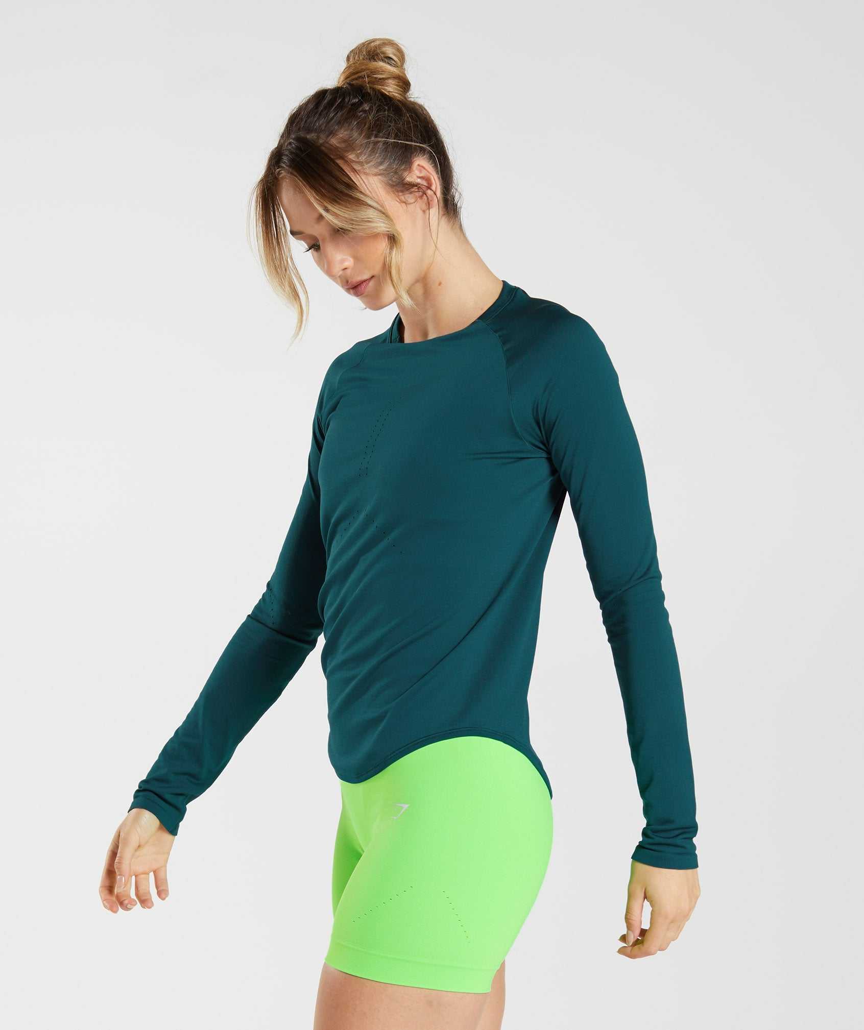 Najfatalniejszy Damskie Gymshark Sweat Seamless Long Sleeve Turkusowe | GTXE72591