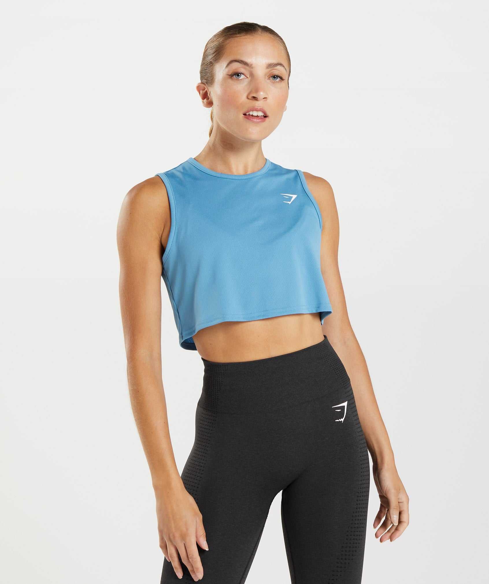 Najfatalniejszy Damskie Gymshark Treningowe Crop Niebieskie | DPGZ86742