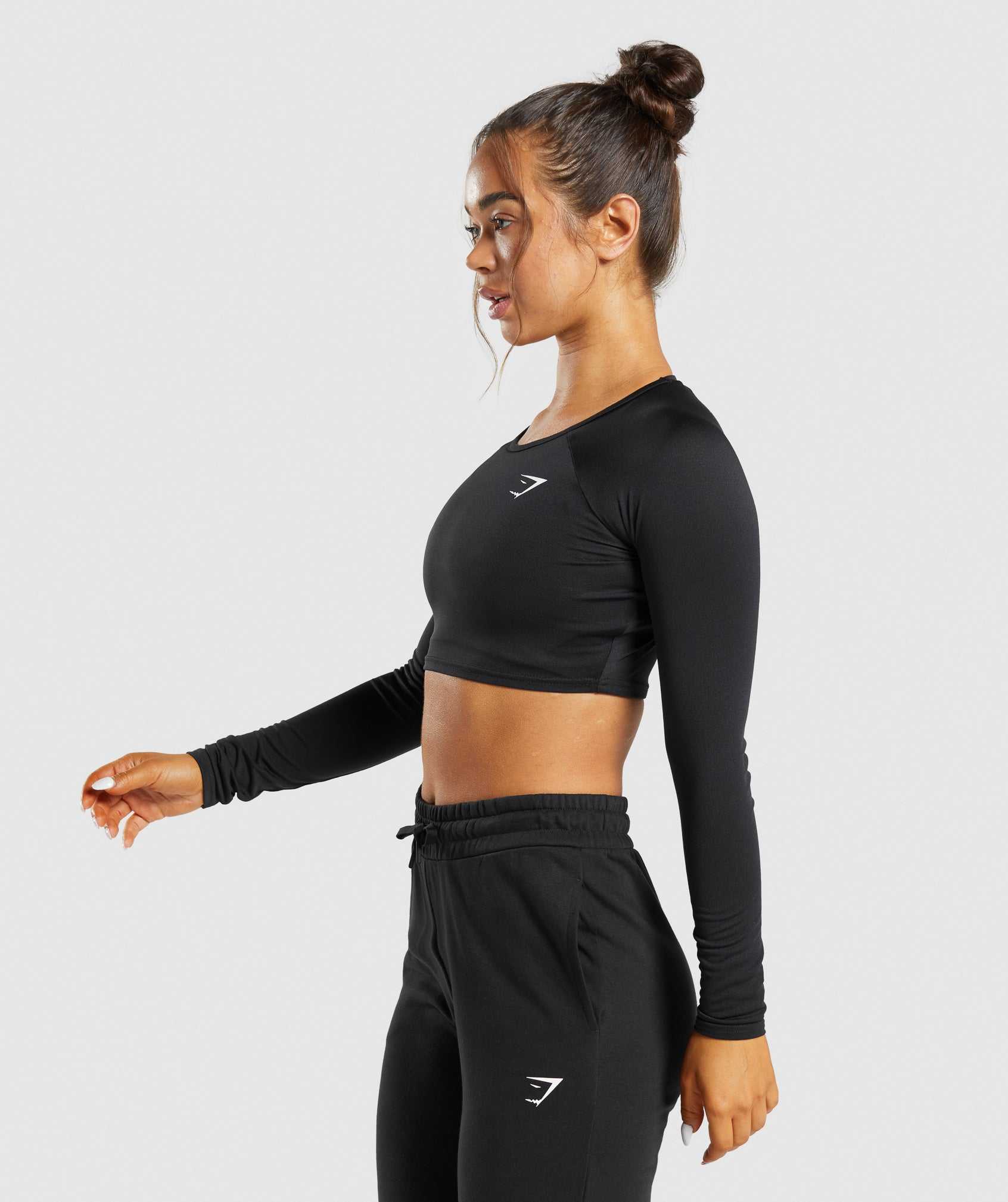 Najfatalniejszy Damskie Gymshark Treningowe Long Sleeve Crop Czarne | GECW52704