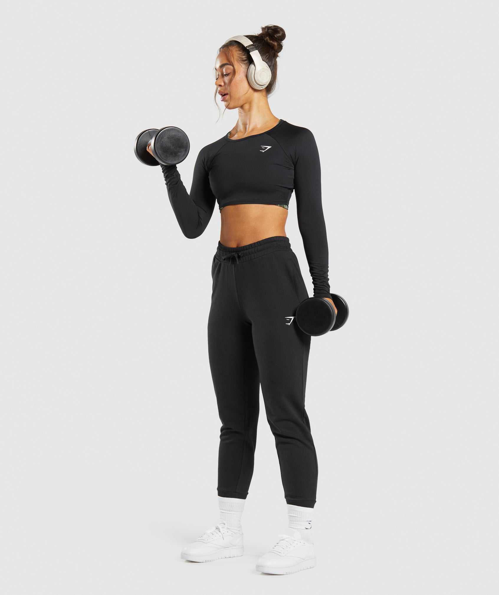 Najfatalniejszy Damskie Gymshark Treningowe Long Sleeve Crop Czarne | GECW52704