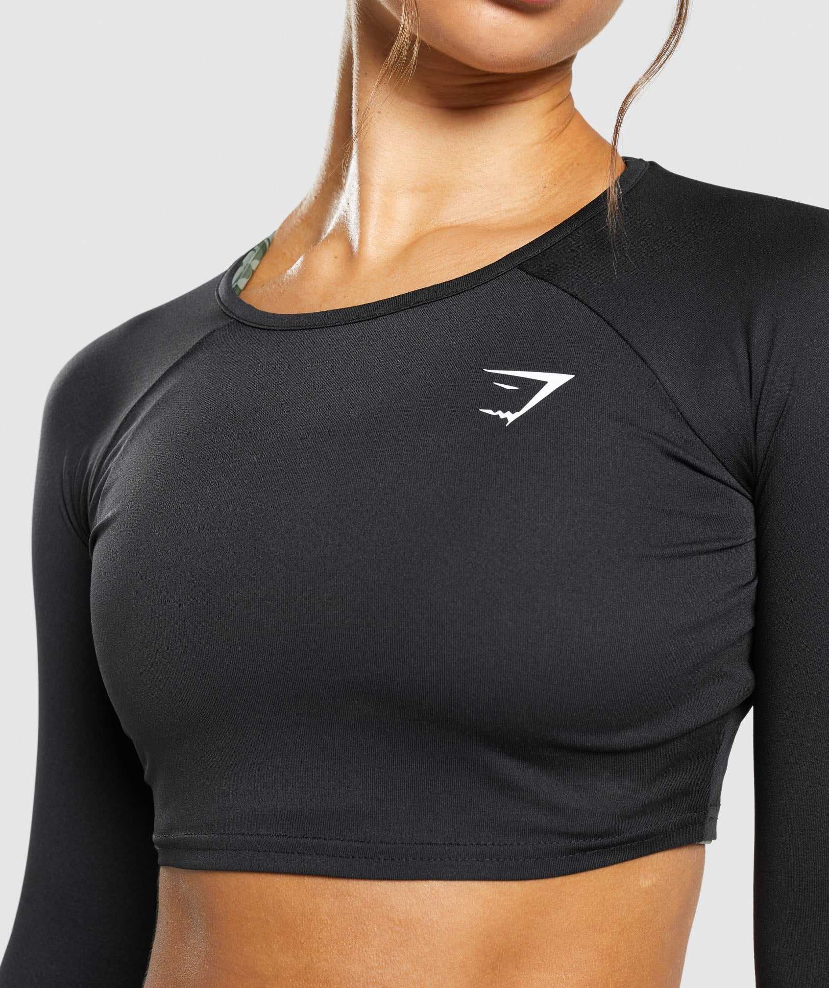 Najfatalniejszy Damskie Gymshark Treningowe Long Sleeve Crop Czarne | GECW52704