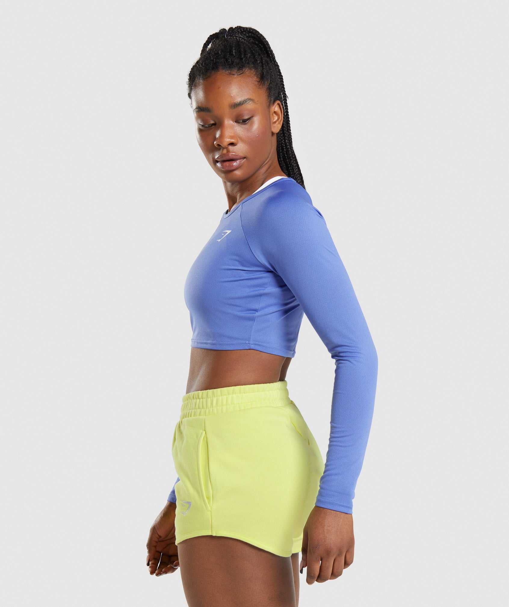 Najfatalniejszy Damskie Gymshark Treningowe Long Sleeve Crop Niebieskie | MKHL92013