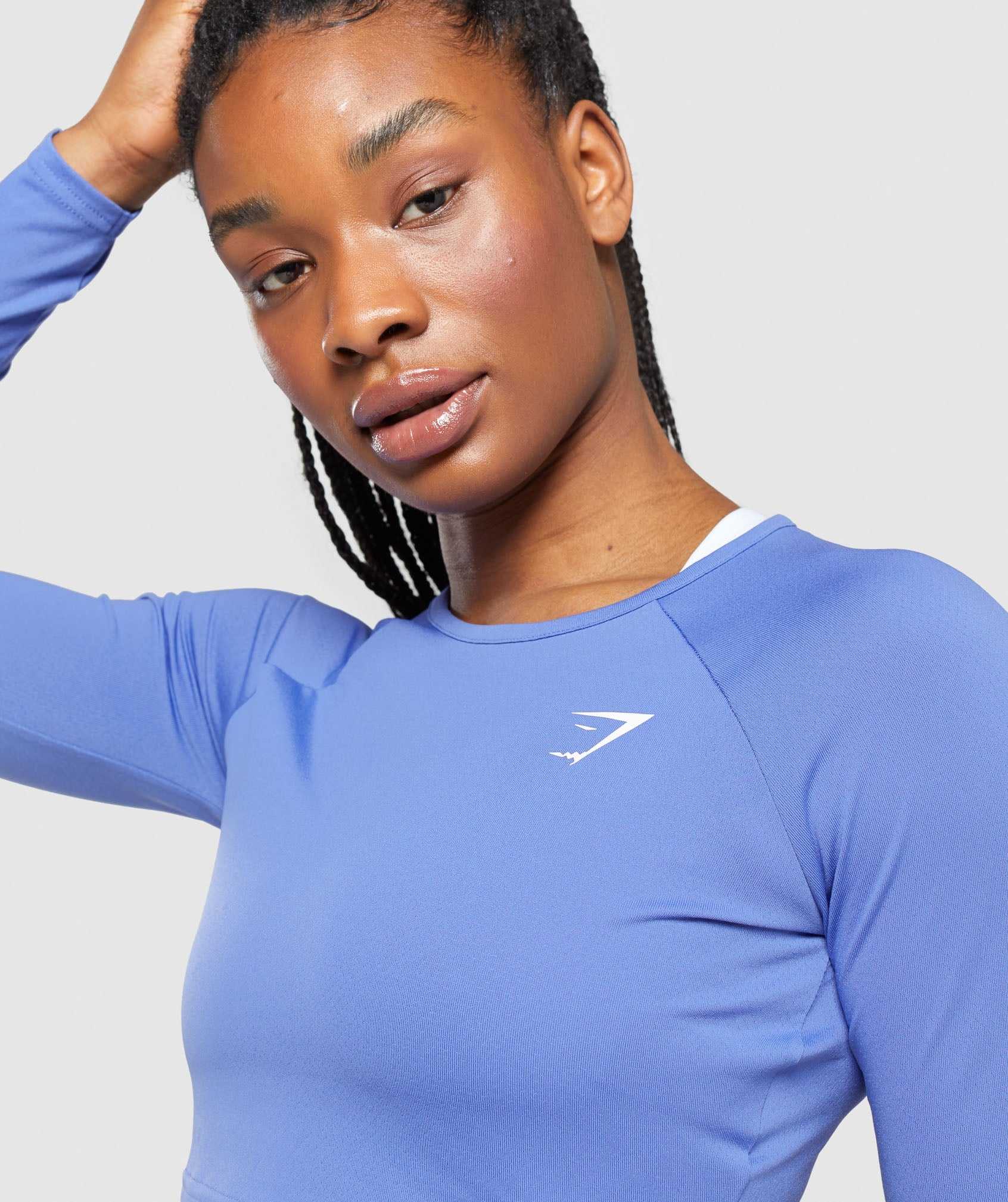 Najfatalniejszy Damskie Gymshark Treningowe Long Sleeve Crop Niebieskie | MKHL92013