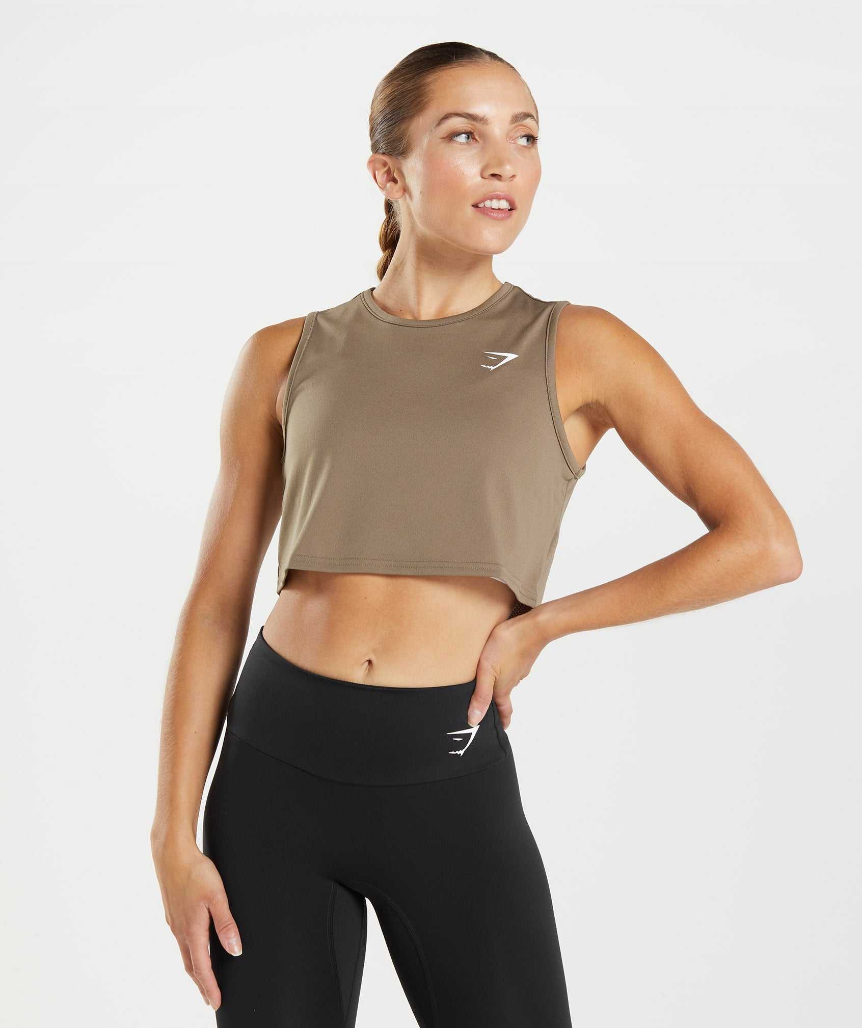 Najfatalniejszy Damskie Gymshark Treningowe Crop Brązowe | PSUM42173