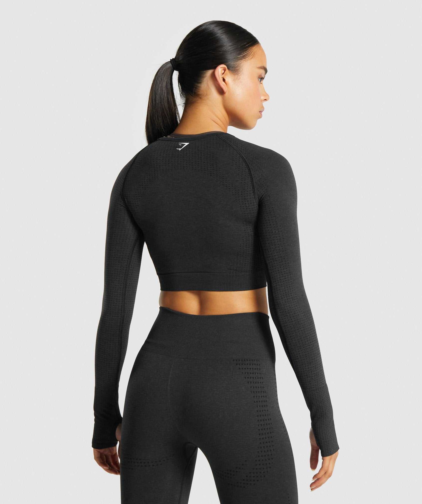 Najfatalniejszy Damskie Gymshark Vital Seamless 2.0 Long Sleeve Crop Czarne | EFWM65402