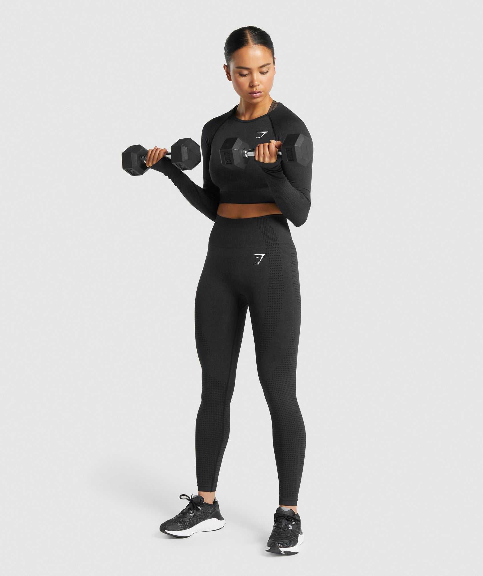 Najfatalniejszy Damskie Gymshark Vital Seamless 2.0 Long Sleeve Crop Czarne | EFWM65402