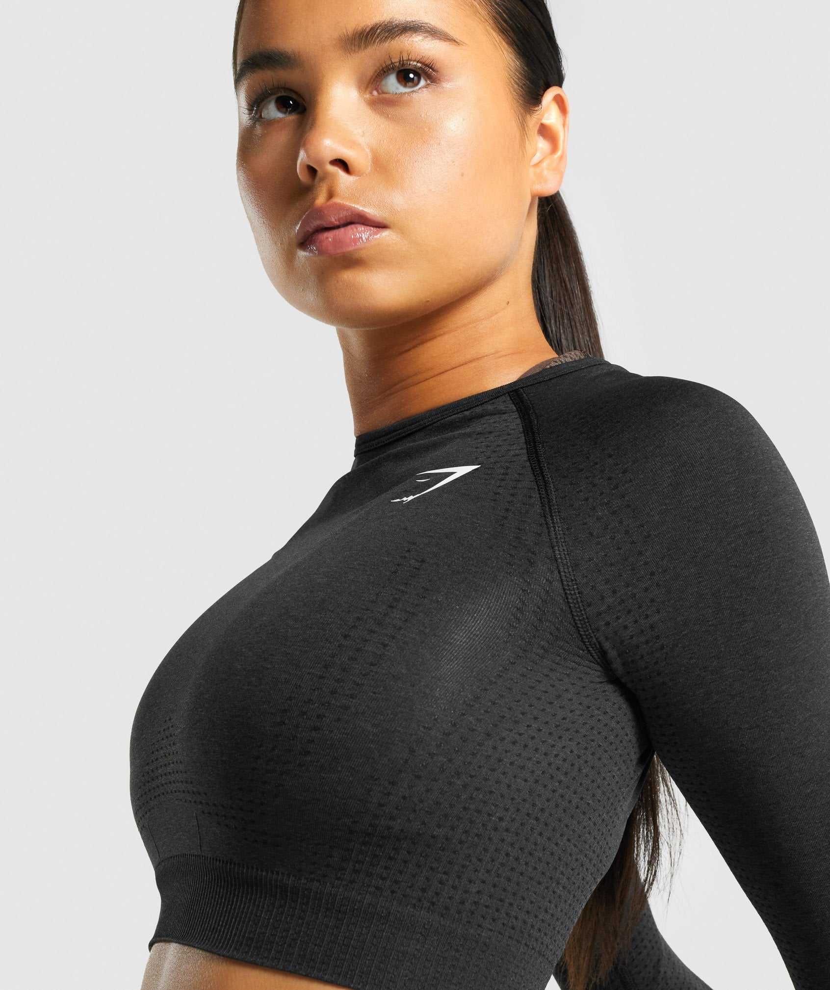 Najfatalniejszy Damskie Gymshark Vital Seamless 2.0 Long Sleeve Crop Czarne | EFWM65402