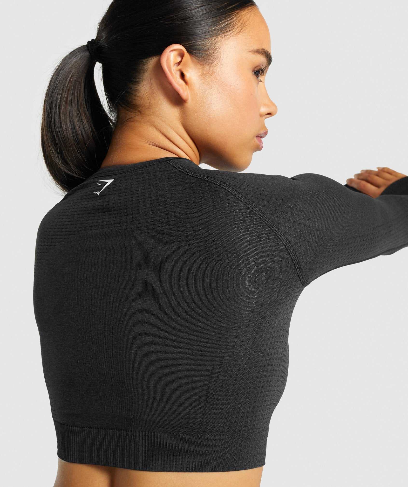 Najfatalniejszy Damskie Gymshark Vital Seamless 2.0 Long Sleeve Crop Czarne | EFWM65402