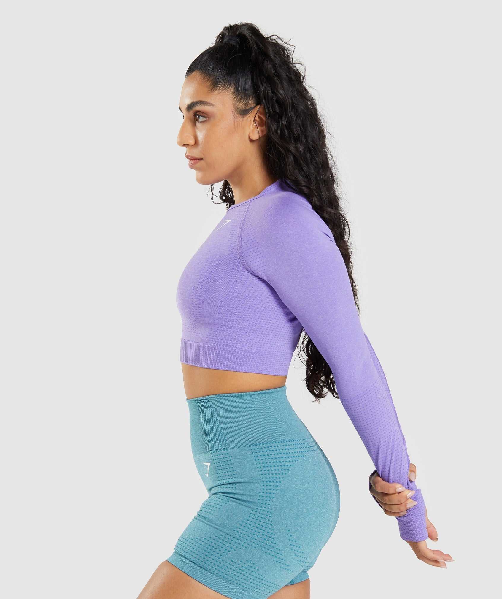 Najfatalniejszy Damskie Gymshark Vital Seamless 2.0 Long Sleeve Crop Głęboka Fioletowe | FQTB31749