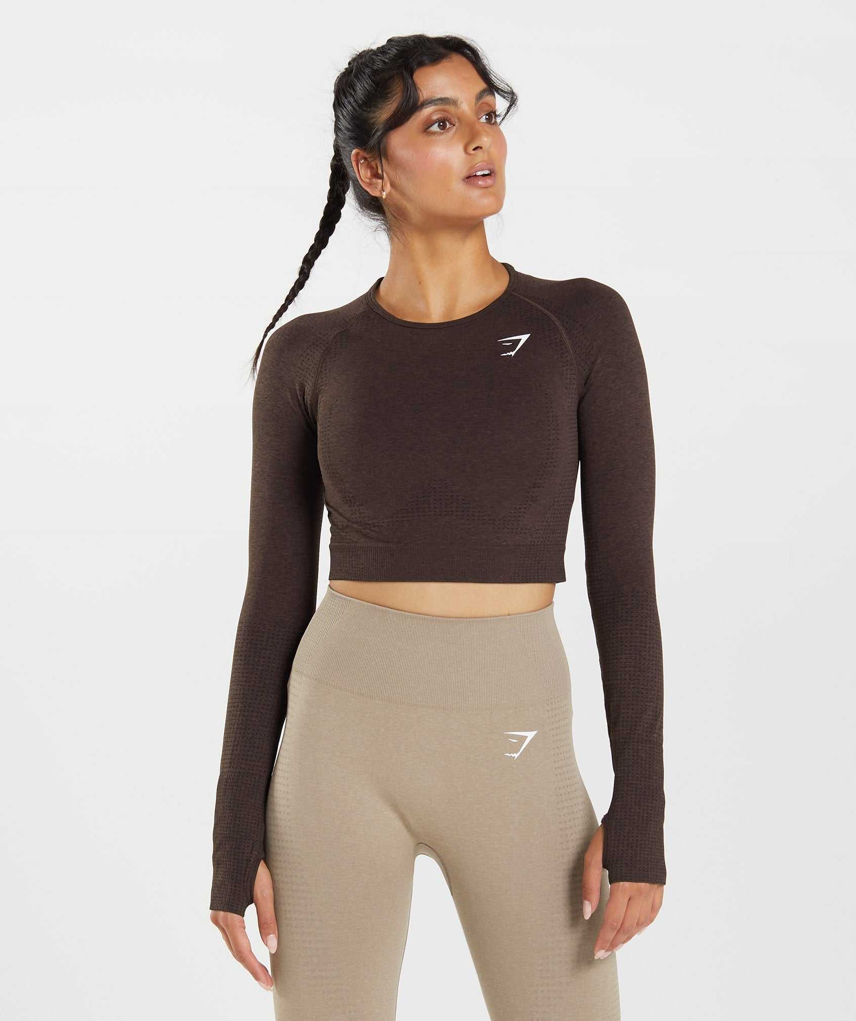 Najfatalniejszy Damskie Gymshark Vital Seamless 2.0 Crop Różowe Brązowe | GJTD56207