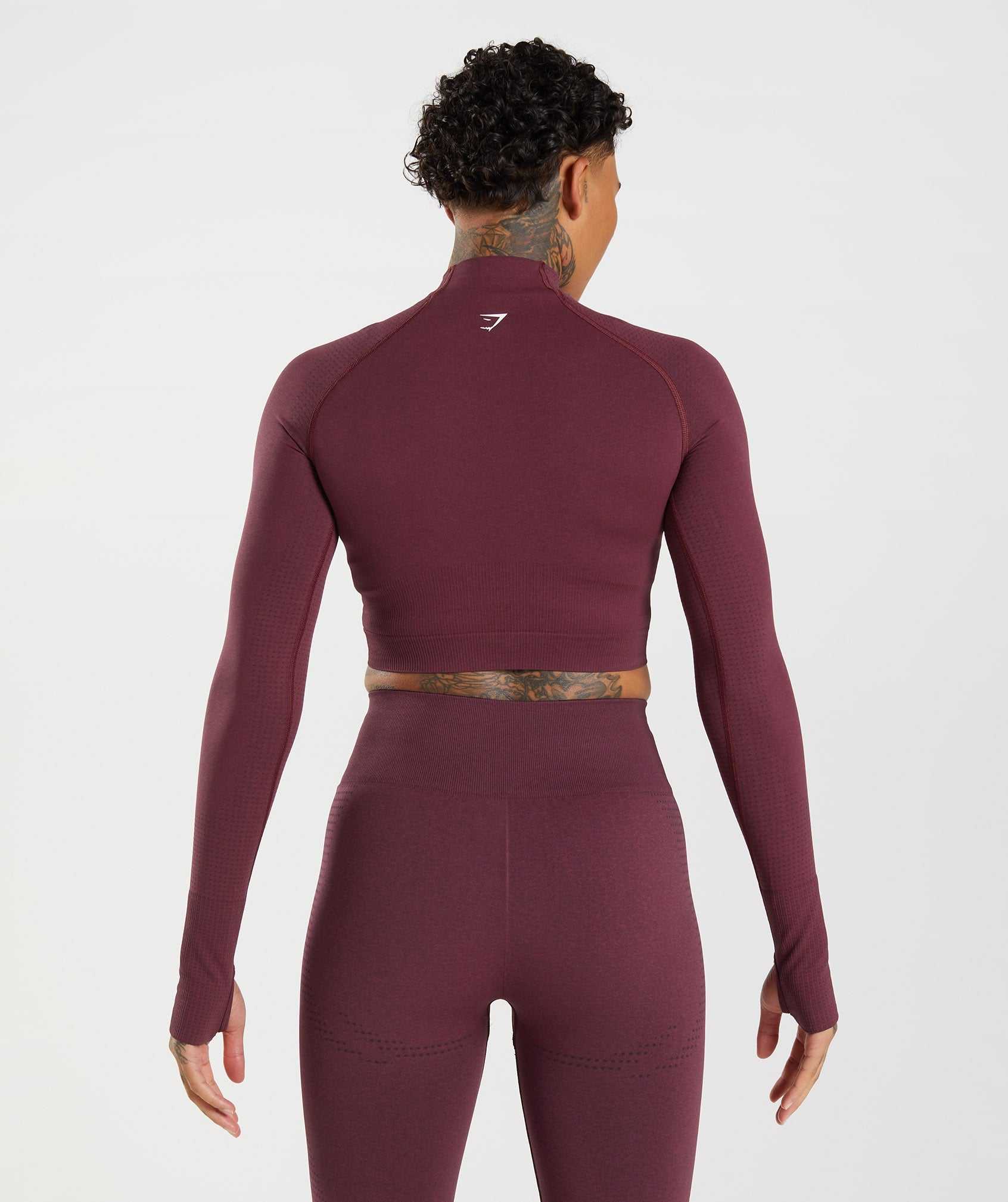 Najfatalniejszy Damskie Gymshark Vital Seamless 2.0 High Neck Midi Bordowe | MLNY71480