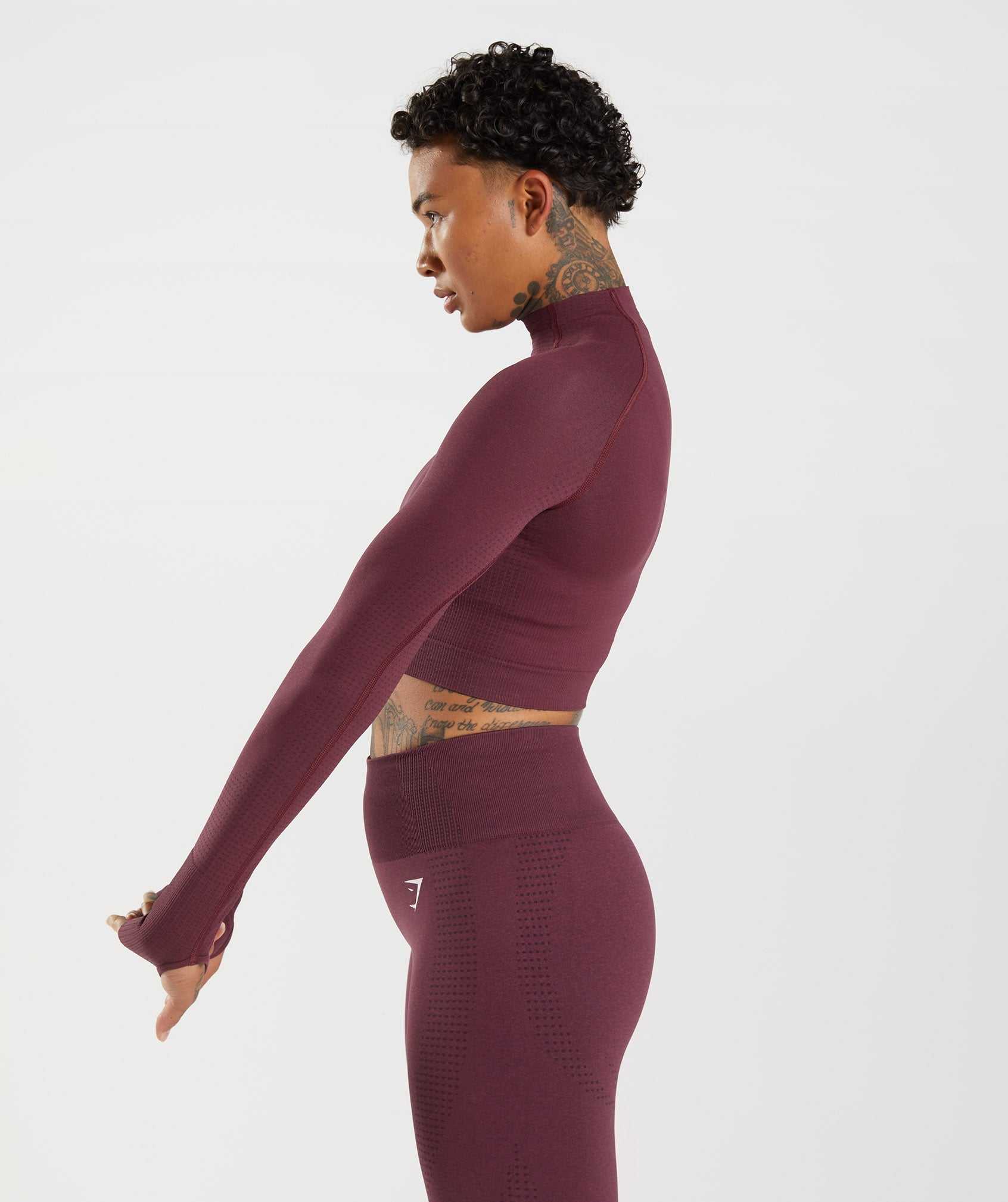 Najfatalniejszy Damskie Gymshark Vital Seamless 2.0 High Neck Midi Bordowe | MLNY71480