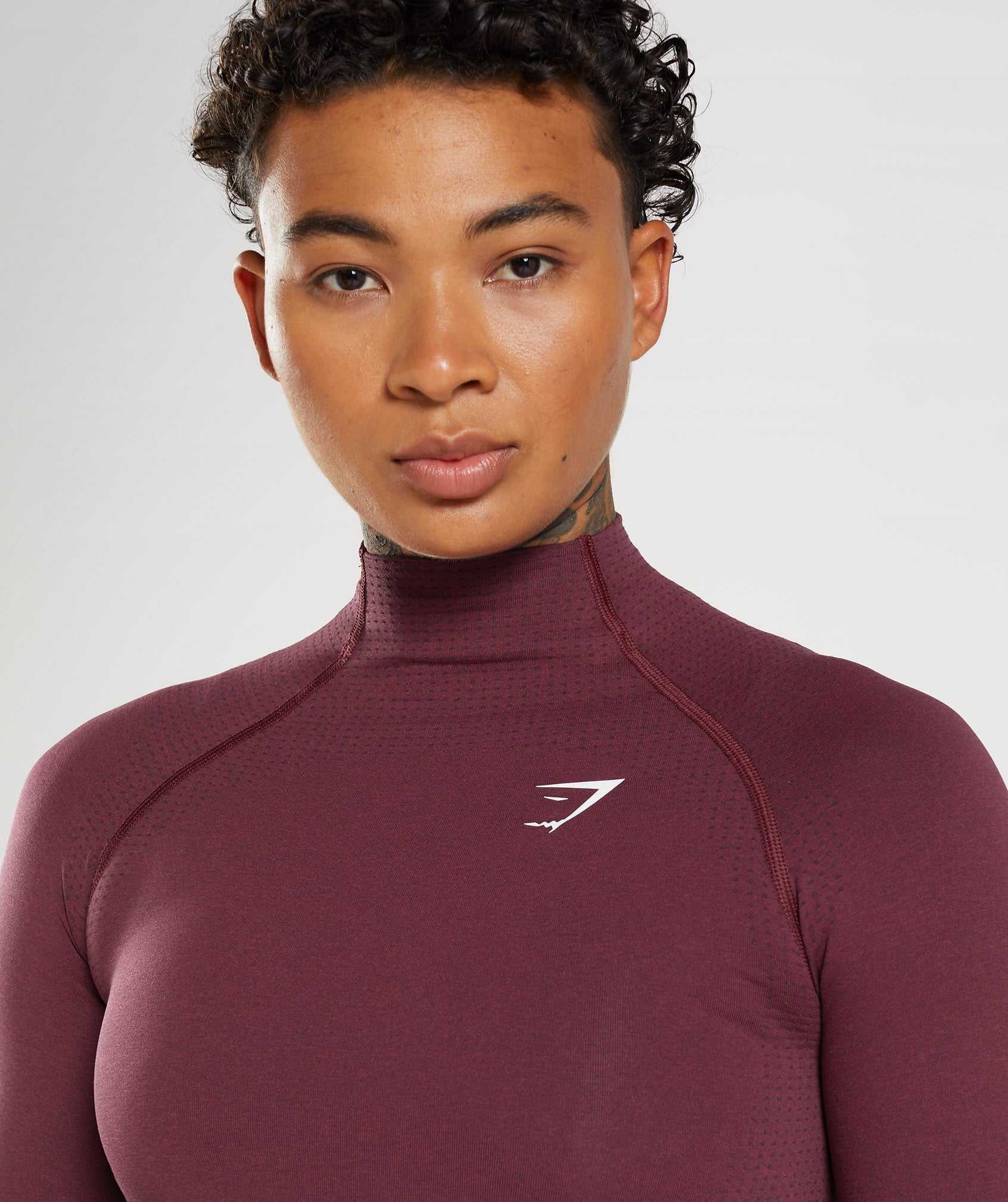 Najfatalniejszy Damskie Gymshark Vital Seamless 2.0 High Neck Midi Bordowe | MLNY71480