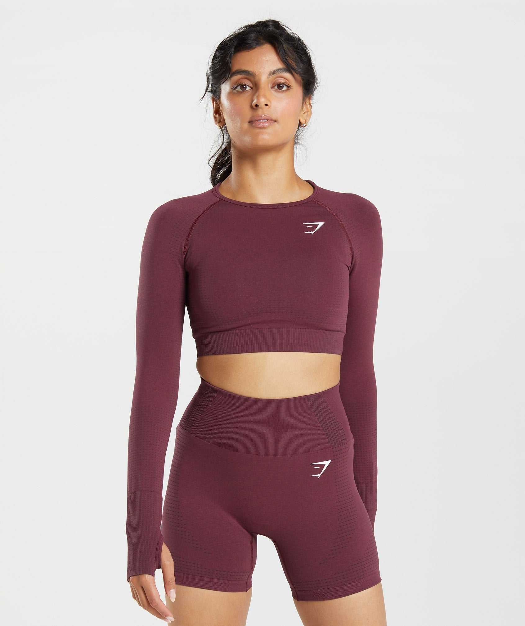 Najfatalniejszy Damskie Gymshark Vital Seamless 2.0 Crop Bordowe | ORCP90486