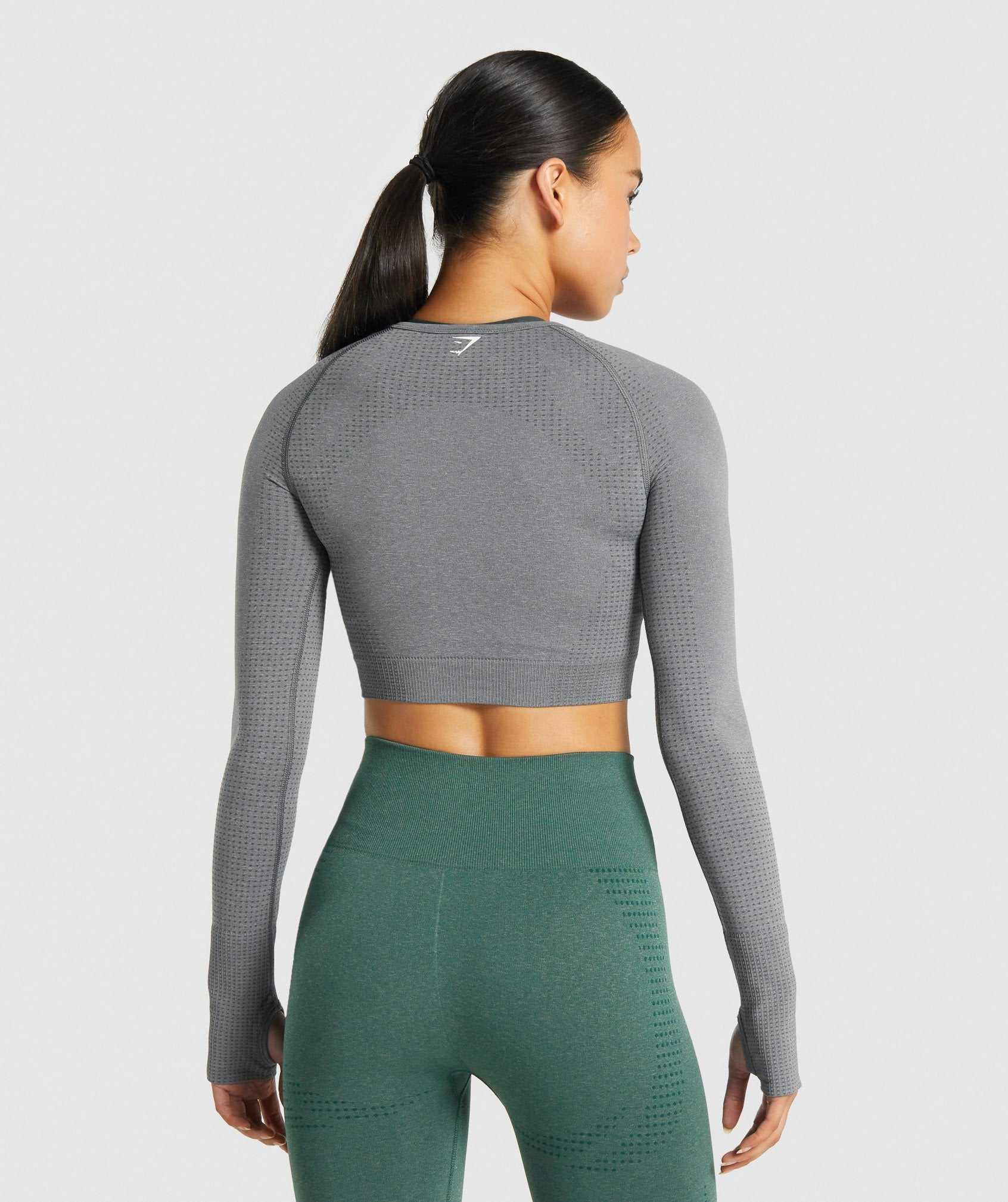 Najfatalniejszy Damskie Gymshark Vital Seamless 2.0 Long Sleeve Crop Szare | PSOE57610