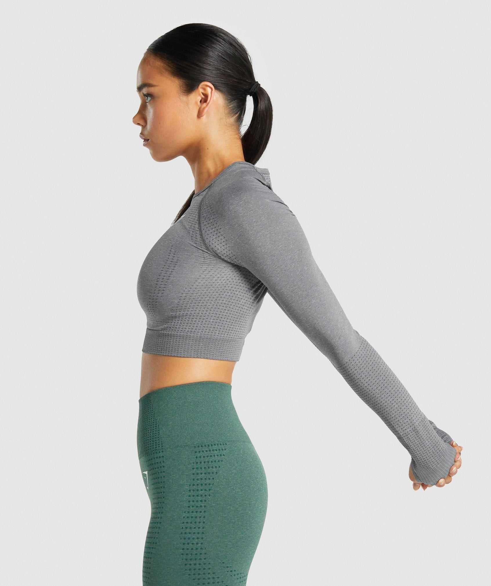 Najfatalniejszy Damskie Gymshark Vital Seamless 2.0 Long Sleeve Crop Szare | PSOE57610