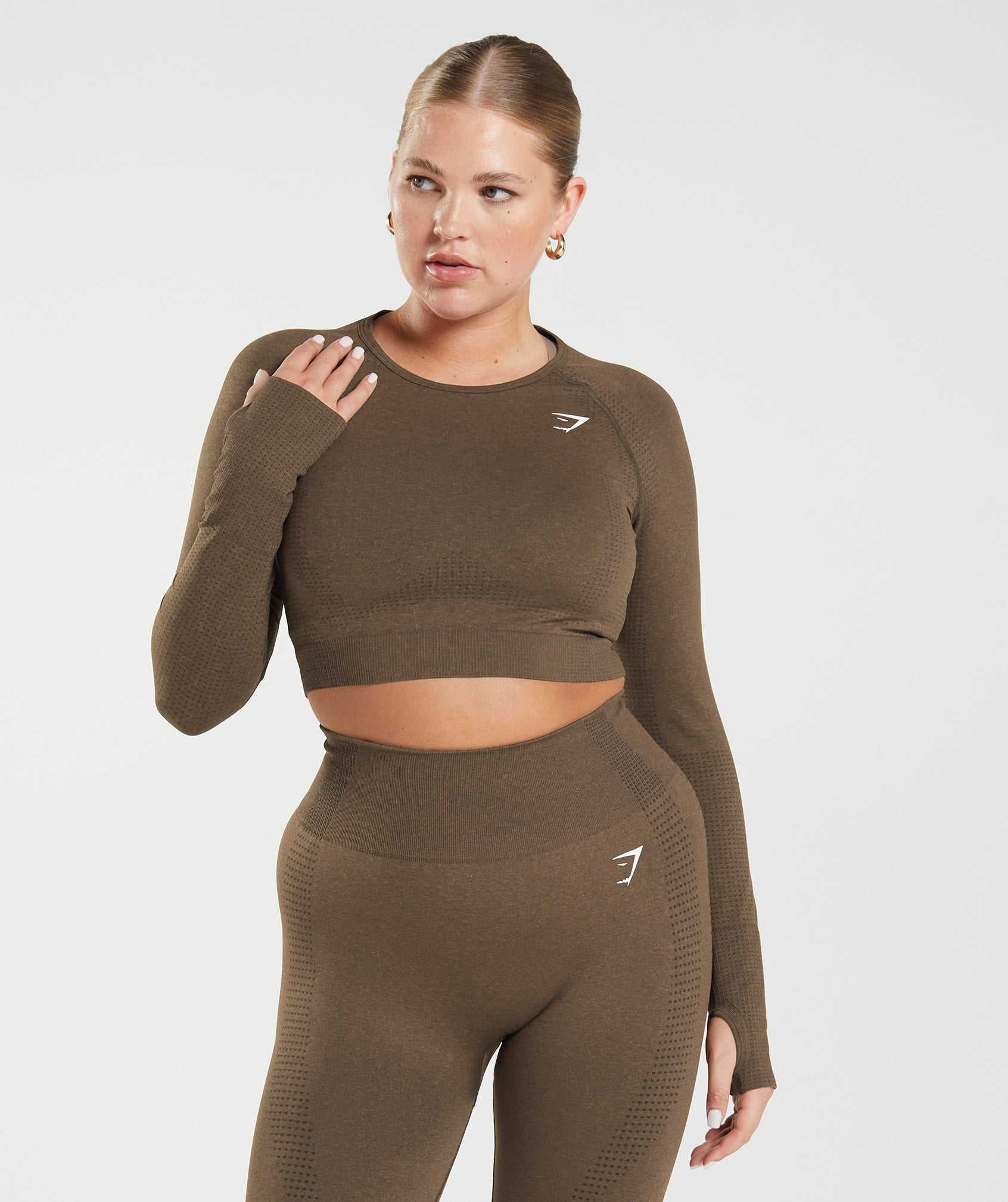 Najfatalniejszy Damskie Gymshark Vital Seamless 2.0 Crop Beżowe | RUXL63854