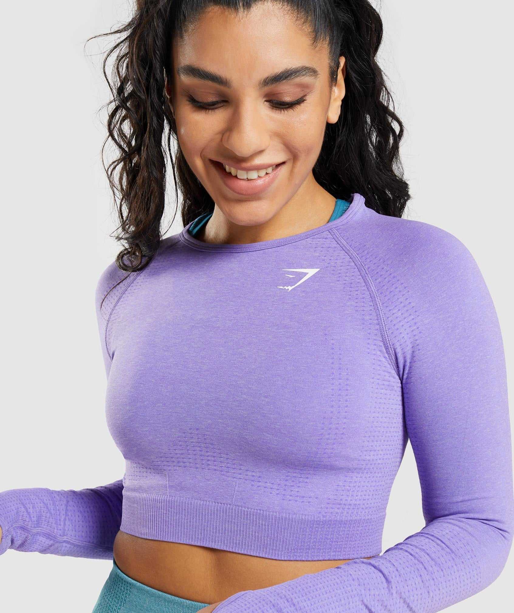 Najfatalniejszy Damskie Gymshark Vital Seamless 2.0 Long Sleeve Crop Głęboka Fioletowe | ZMUV83645