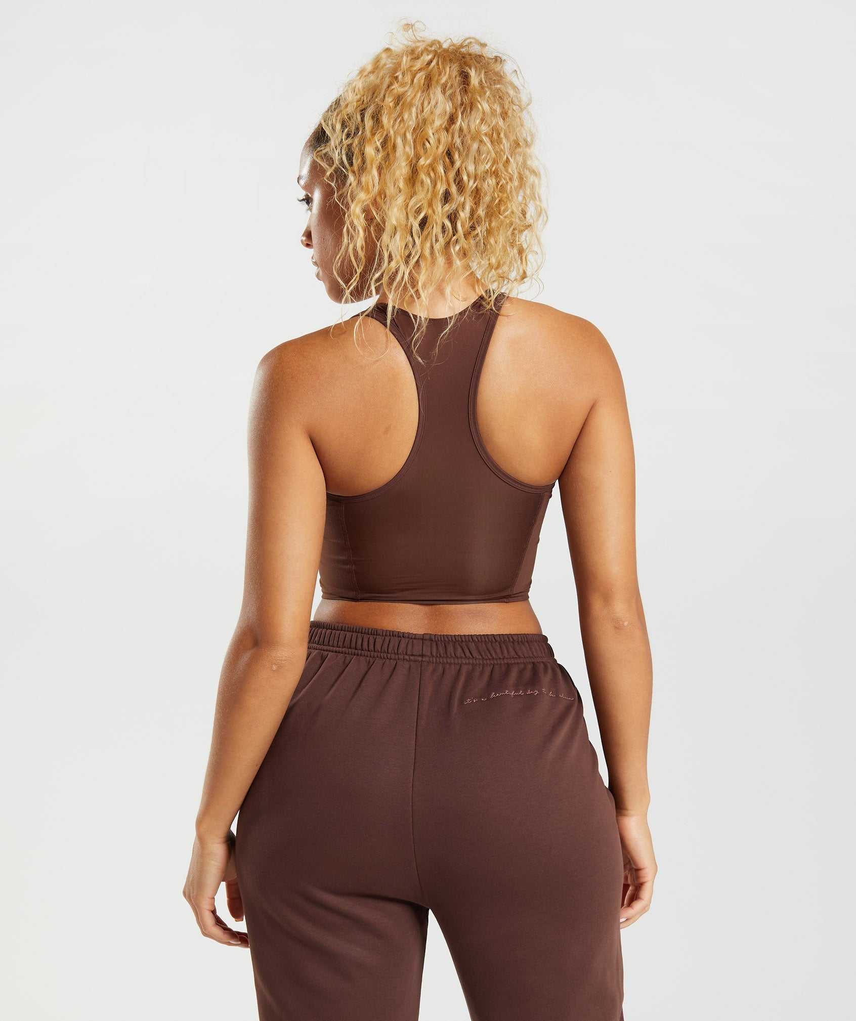 Najfatalniejszy Damskie Gymshark Whitney Crop Brązowe | INAR36147