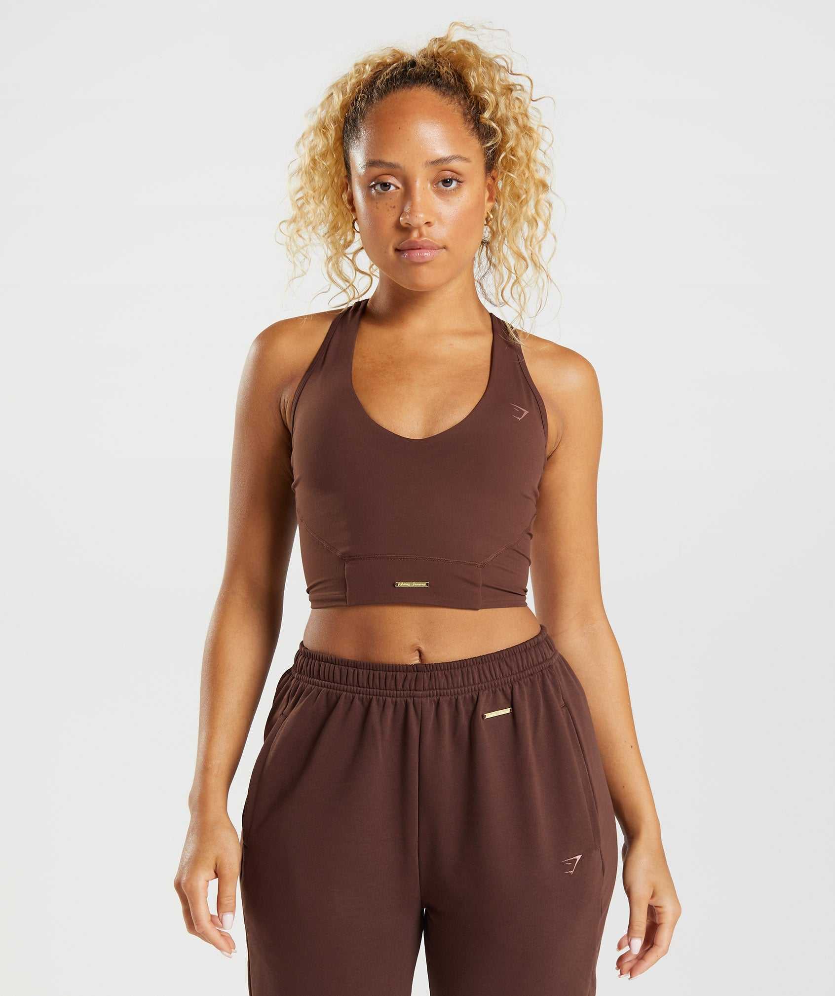 Najfatalniejszy Damskie Gymshark Whitney Crop Brązowe | INAR36147