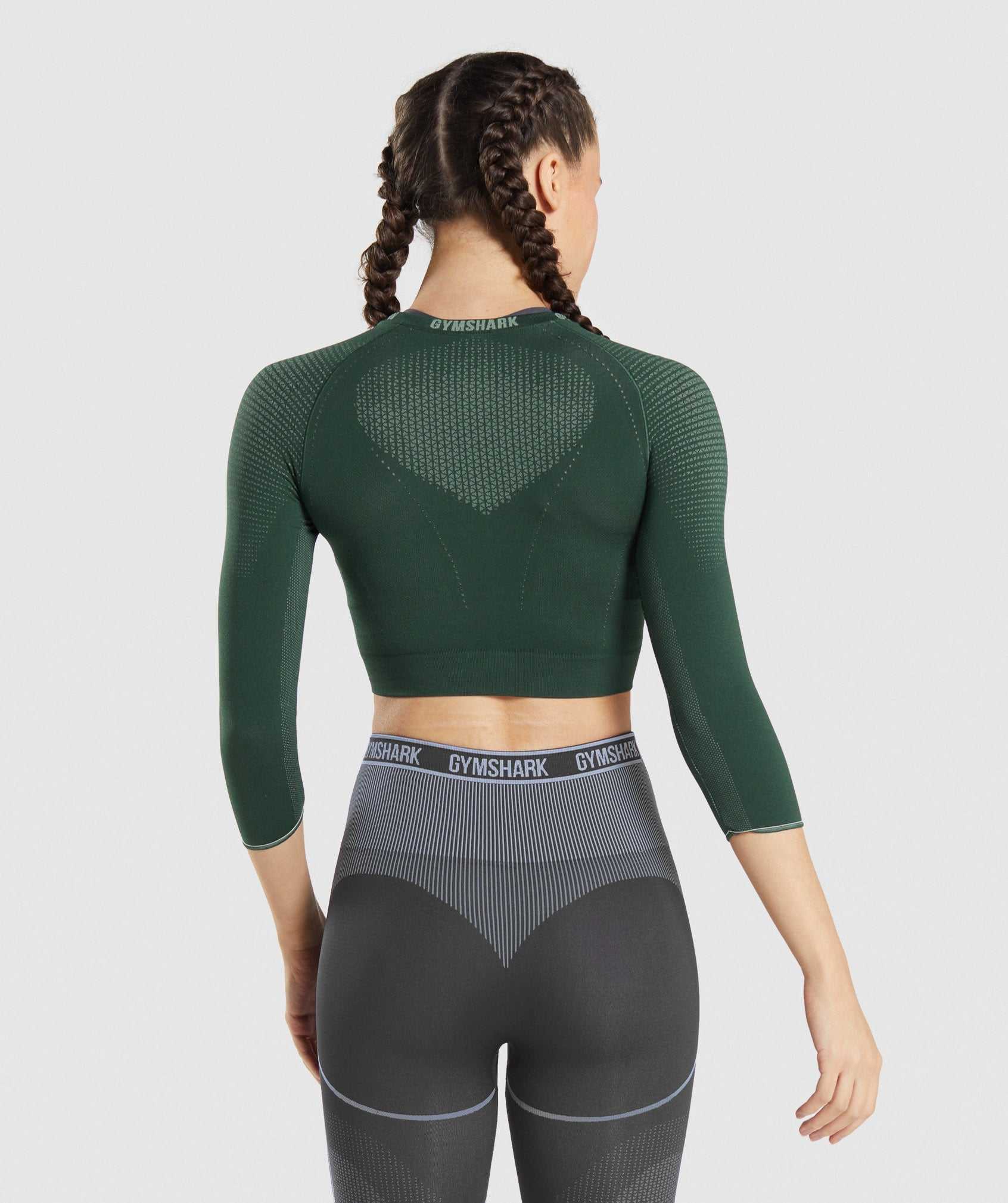 Podkoszulki Damskie Gymshark Apex Seamless Crop Obsidian Zielone Zielone | GPUZ49821