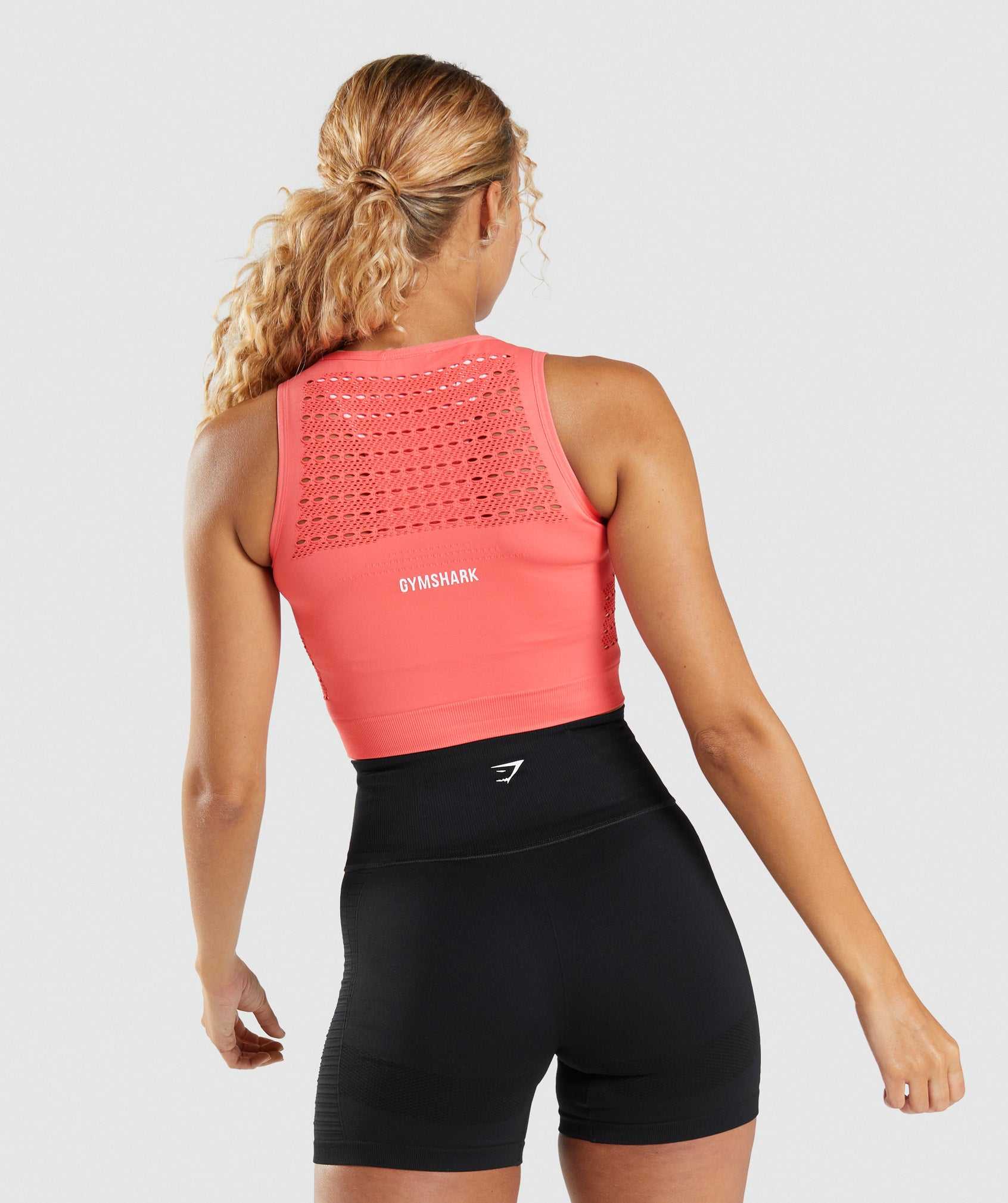 Podkoszulki Damskie Gymshark Energy Seamless Crop Różowe | FMQG80493