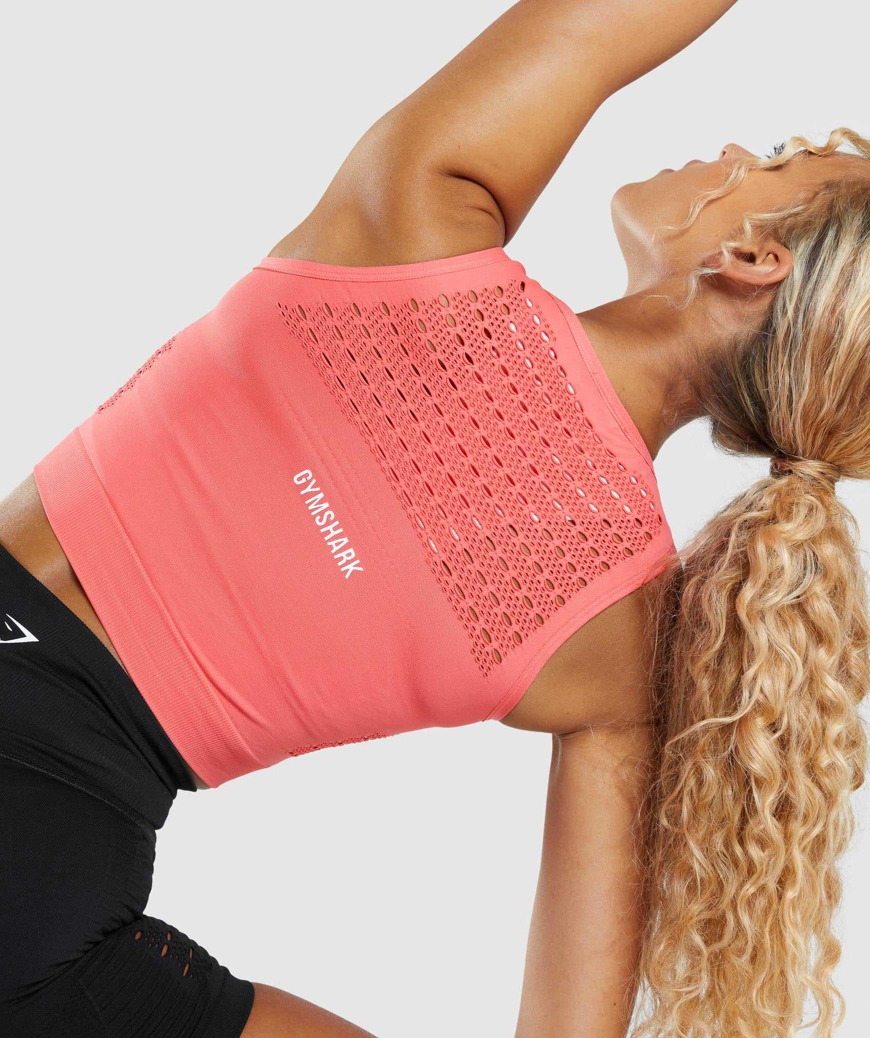 Podkoszulki Damskie Gymshark Energy Seamless Crop Różowe | FMQG80493