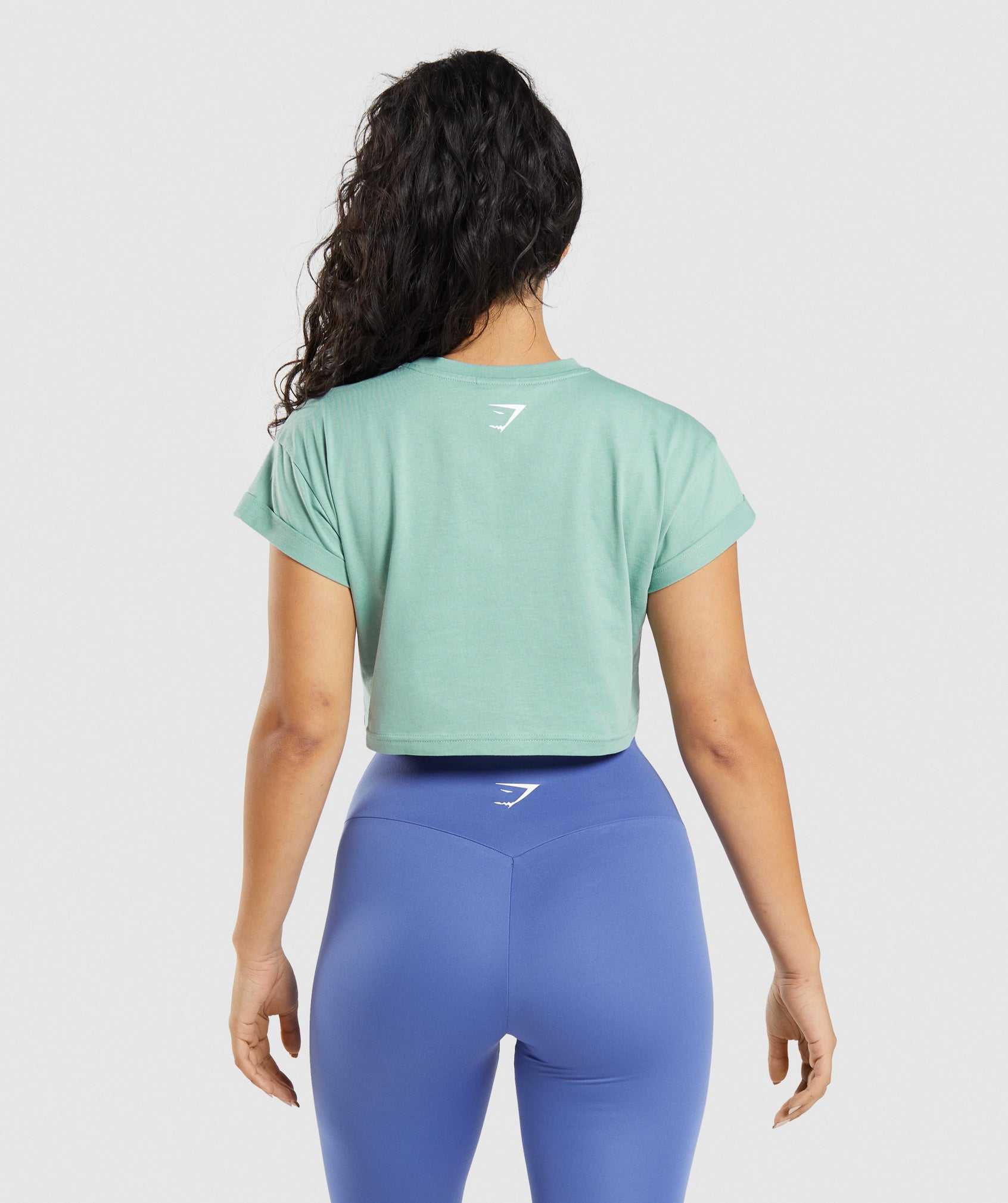 Podkoszulki Damskie Gymshark Fraction Crop Niebieskie | FNVT65490