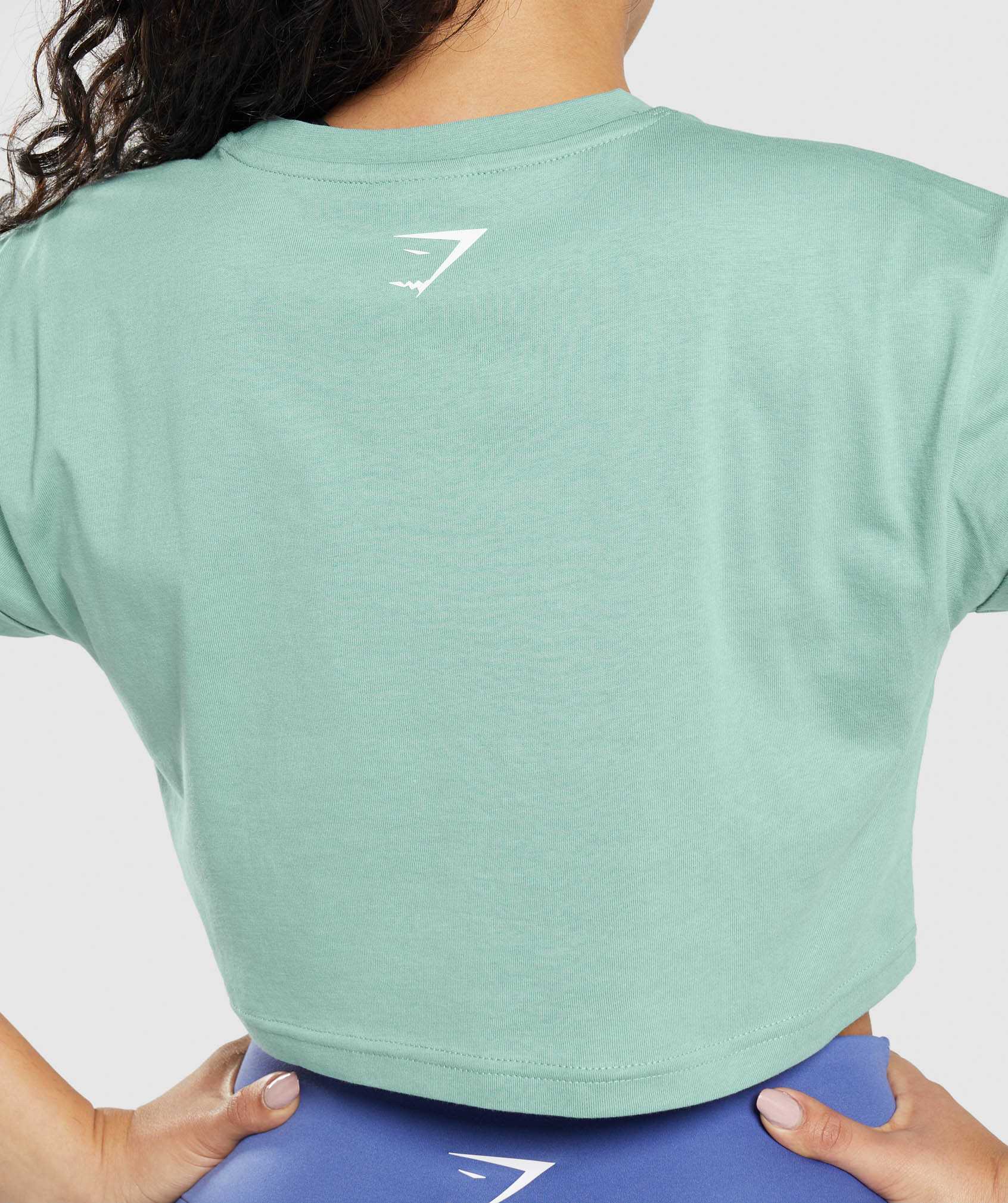 Podkoszulki Damskie Gymshark Fraction Crop Niebieskie | FNVT65490