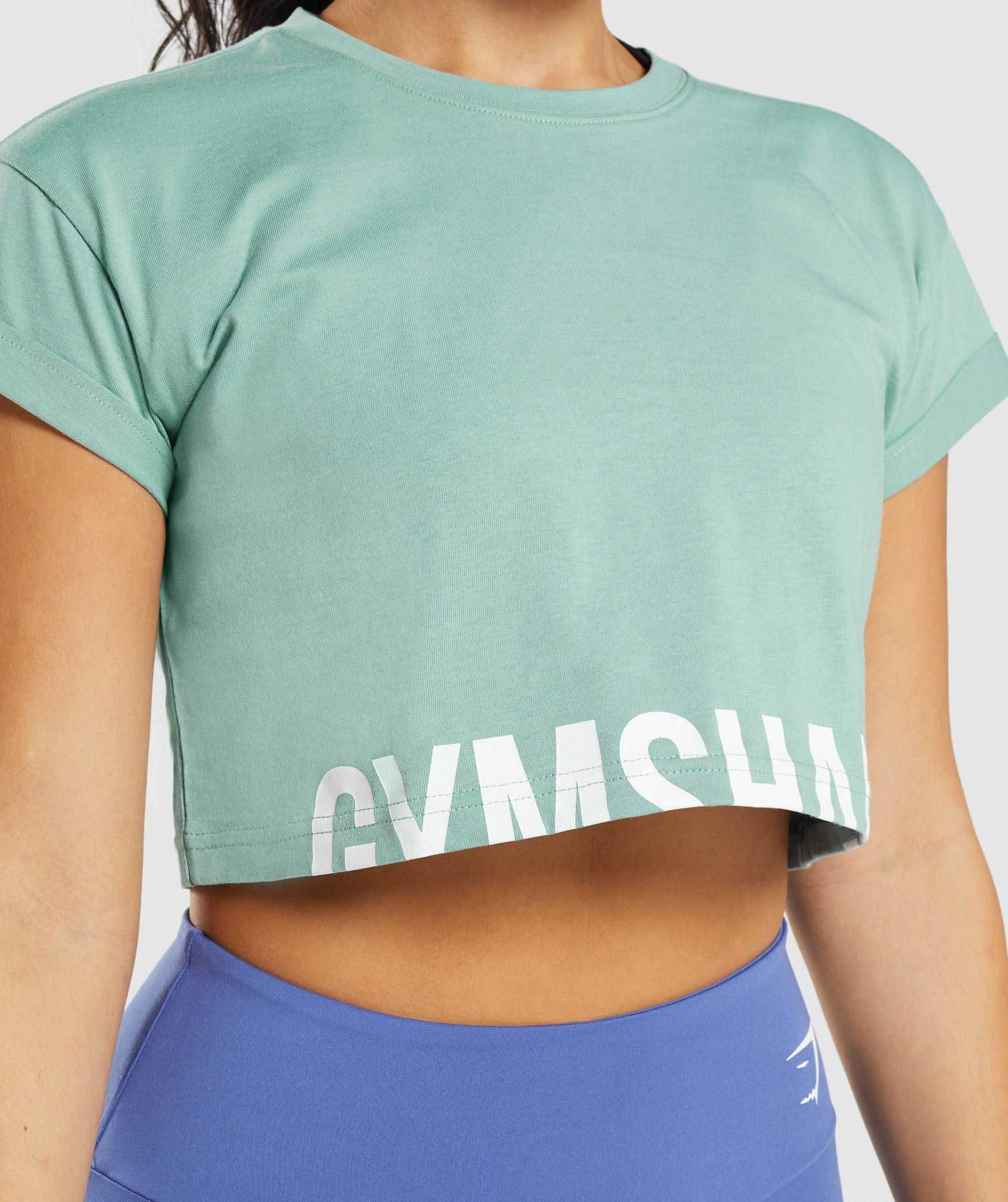 Podkoszulki Damskie Gymshark Fraction Crop Niebieskie | FNVT65490