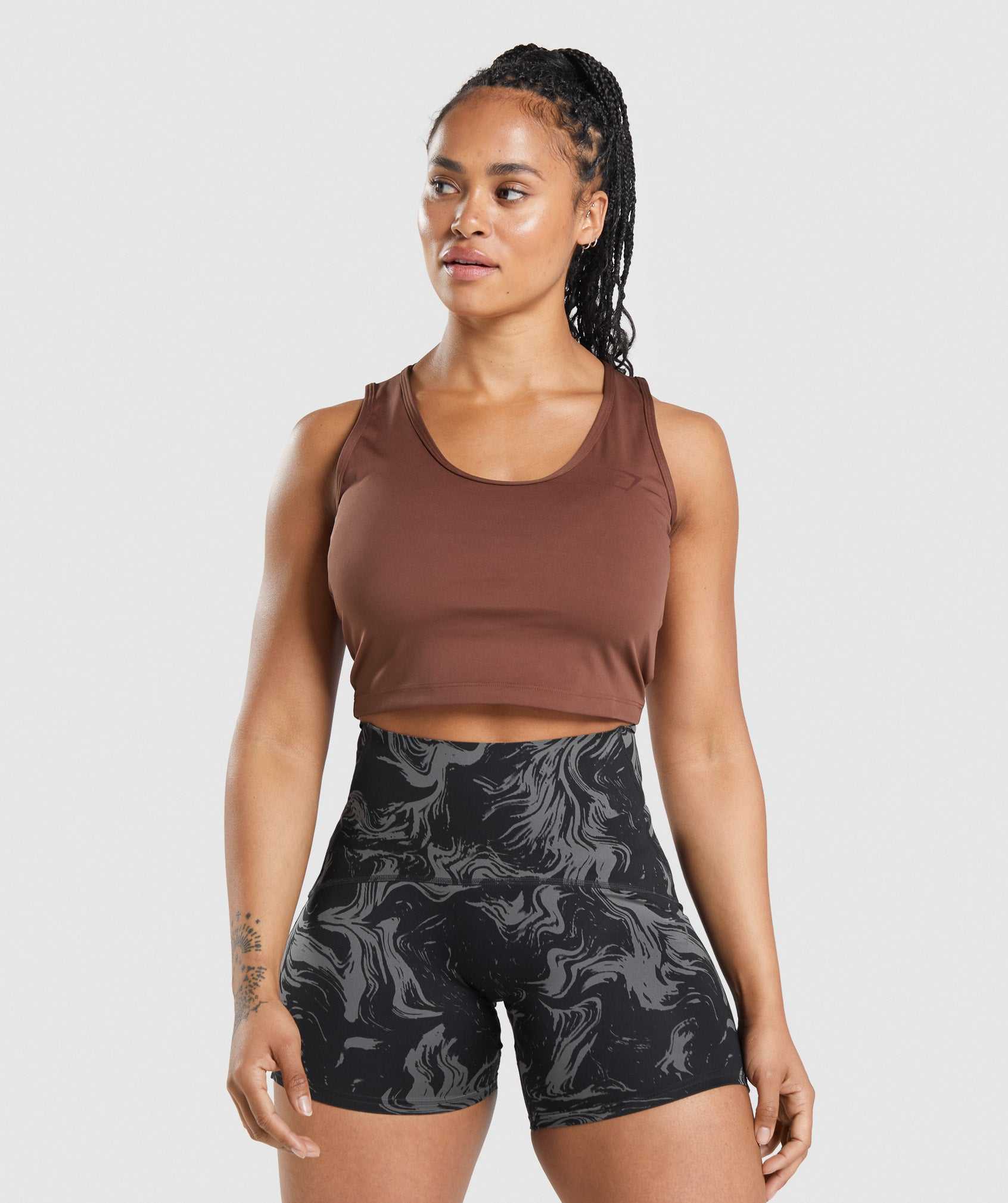 Podkoszulki Damskie Gymshark GS Power Open Back Cropped Różowe Brązowe | JGHC17865