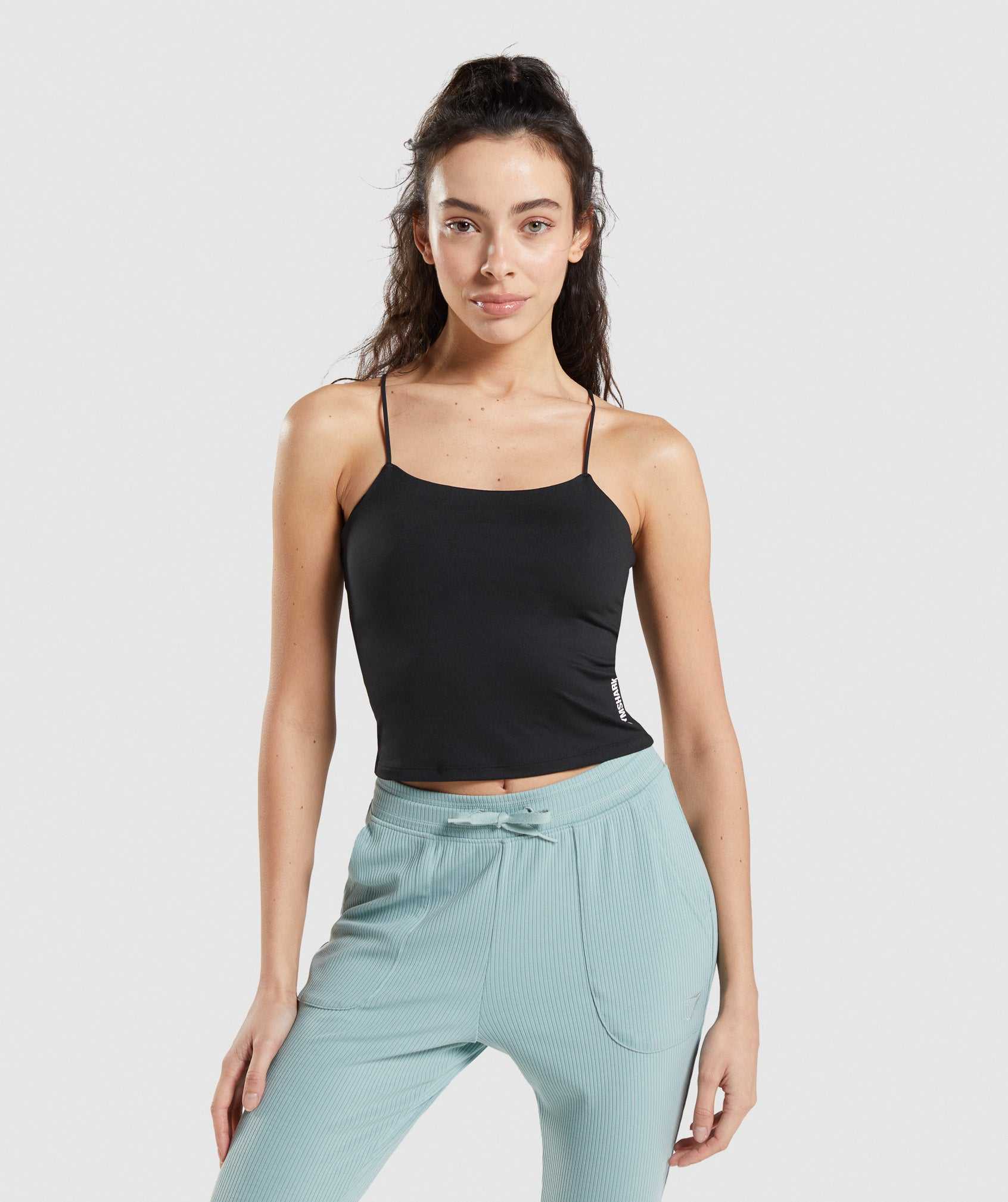 Podkoszulki Damskie Gymshark Pause Cami Czarne | QLYX65197