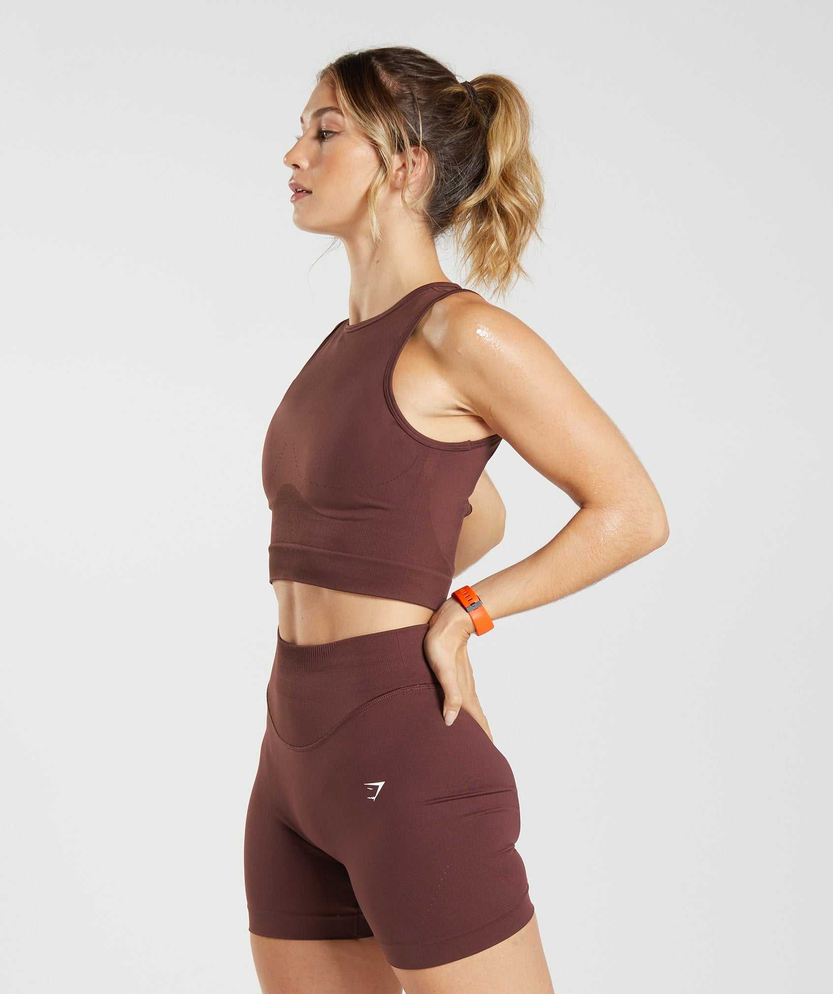 Podkoszulki Damskie Gymshark Sweat Seamless Midi Bordowe | IHNQ43079