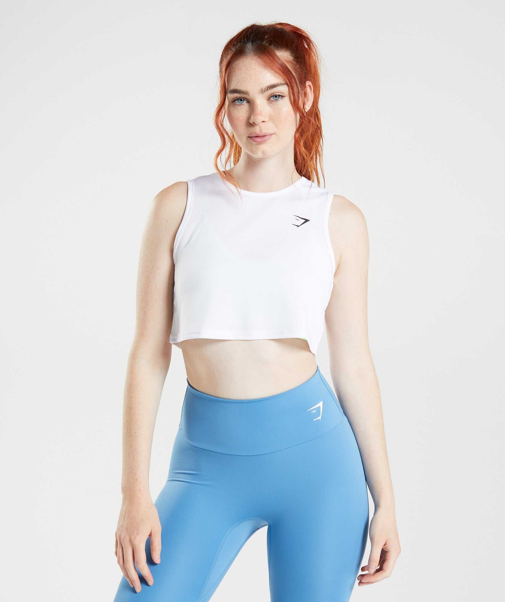 Podkoszulki Damskie Gymshark Treningowe Crop Białe | AETZ78064