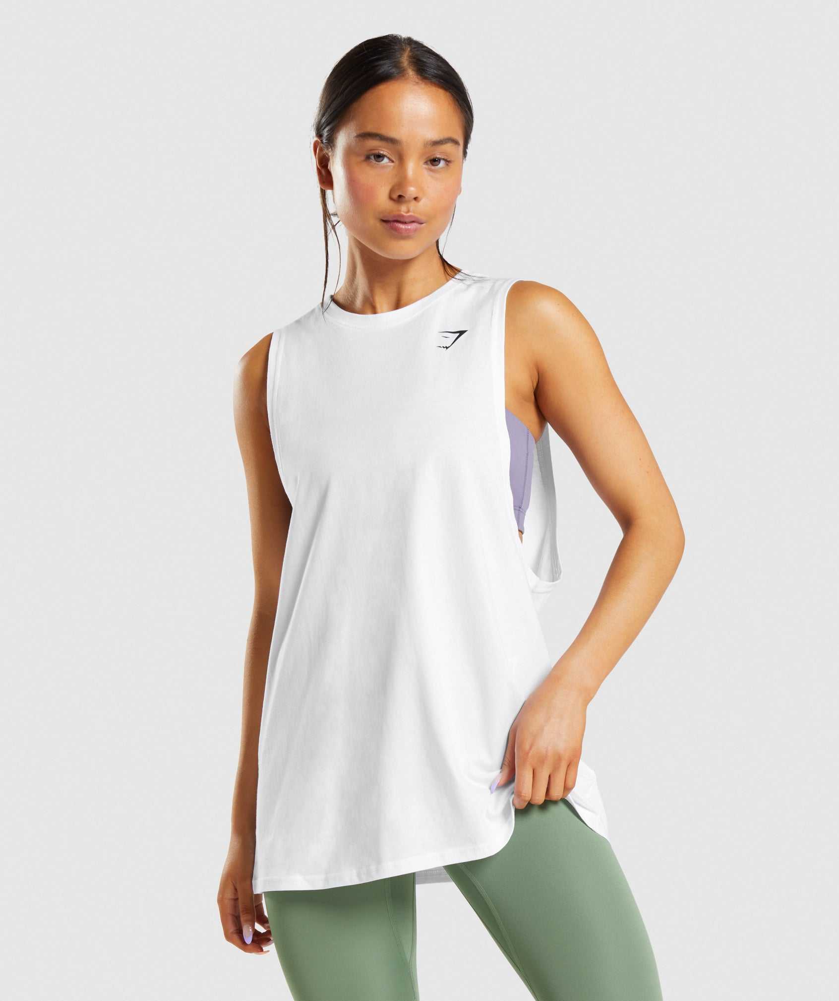 Podkoszulki Damskie Gymshark Treningowe Drop Arm Białe | DUYL74826