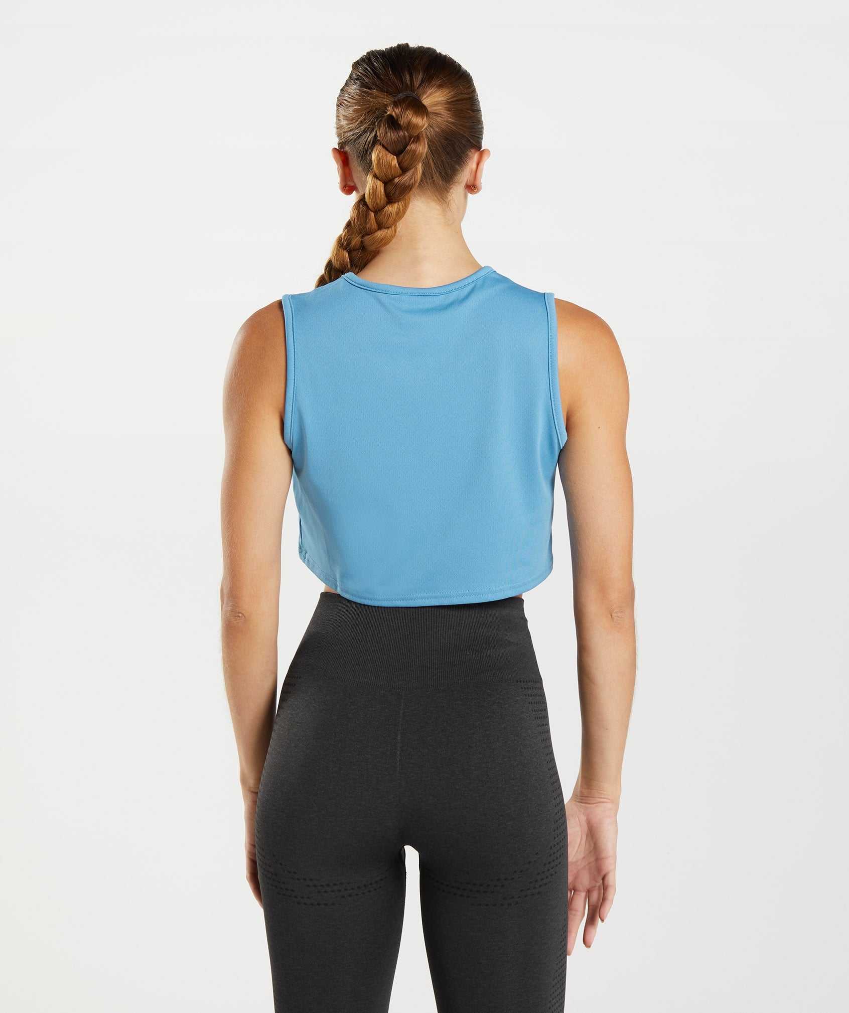 Podkoszulki Damskie Gymshark Treningowe Crop Niebieskie | GTMP10327