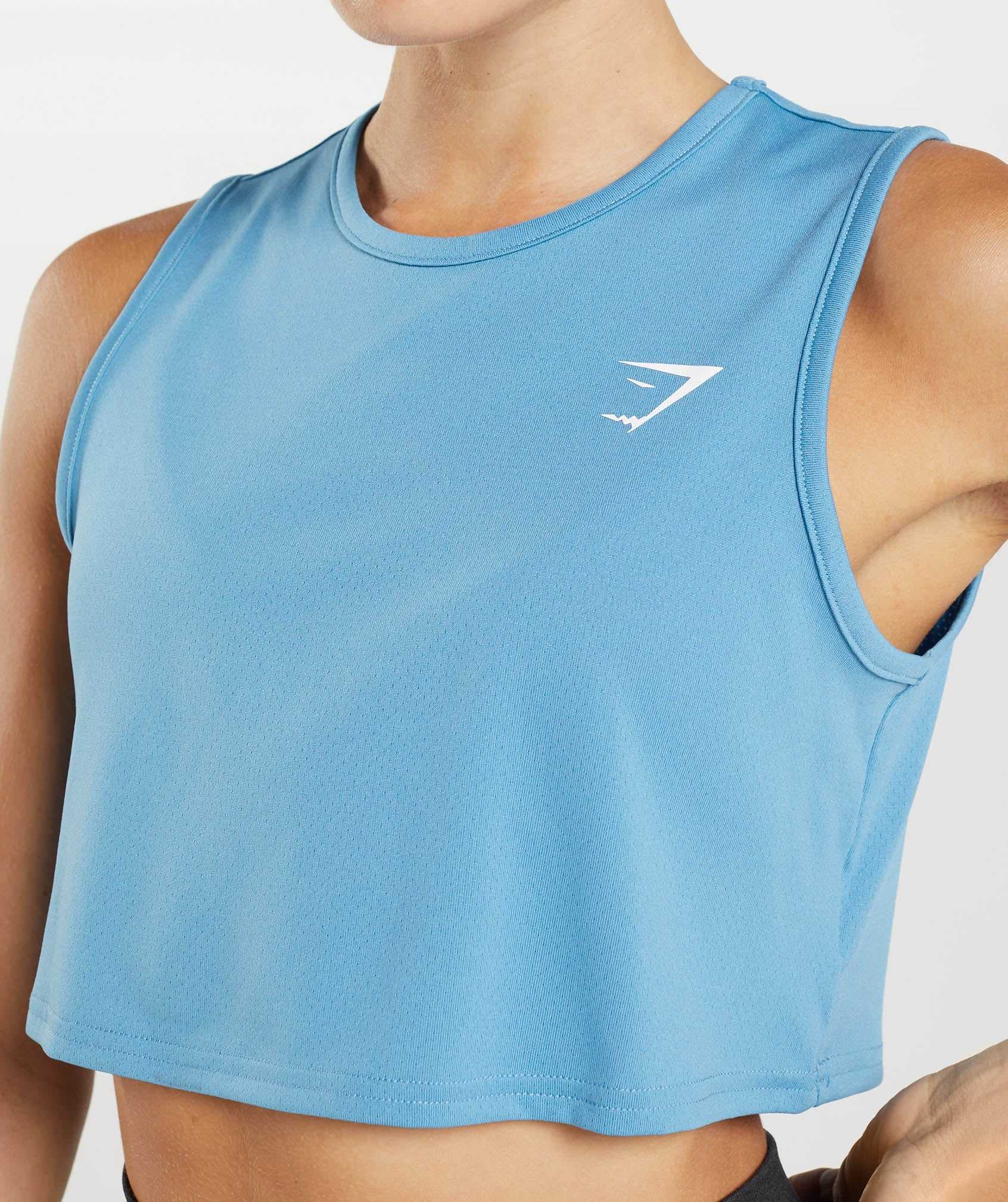 Podkoszulki Damskie Gymshark Treningowe Crop Niebieskie | GTMP10327