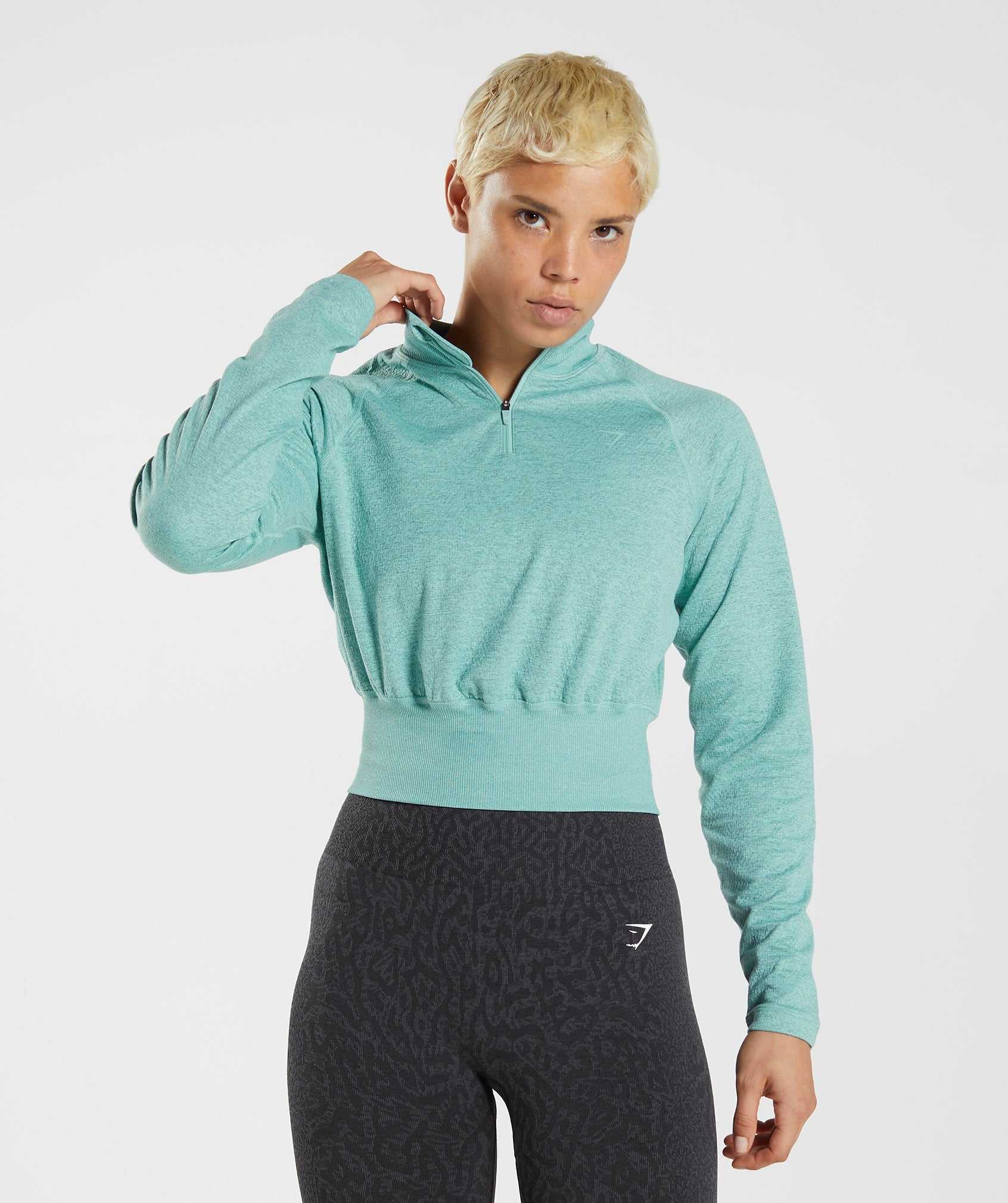 Pulowery Damskie Gymshark 315 Long Sleeve Warmup Niebieskie Turkusowe | BCQZ52410