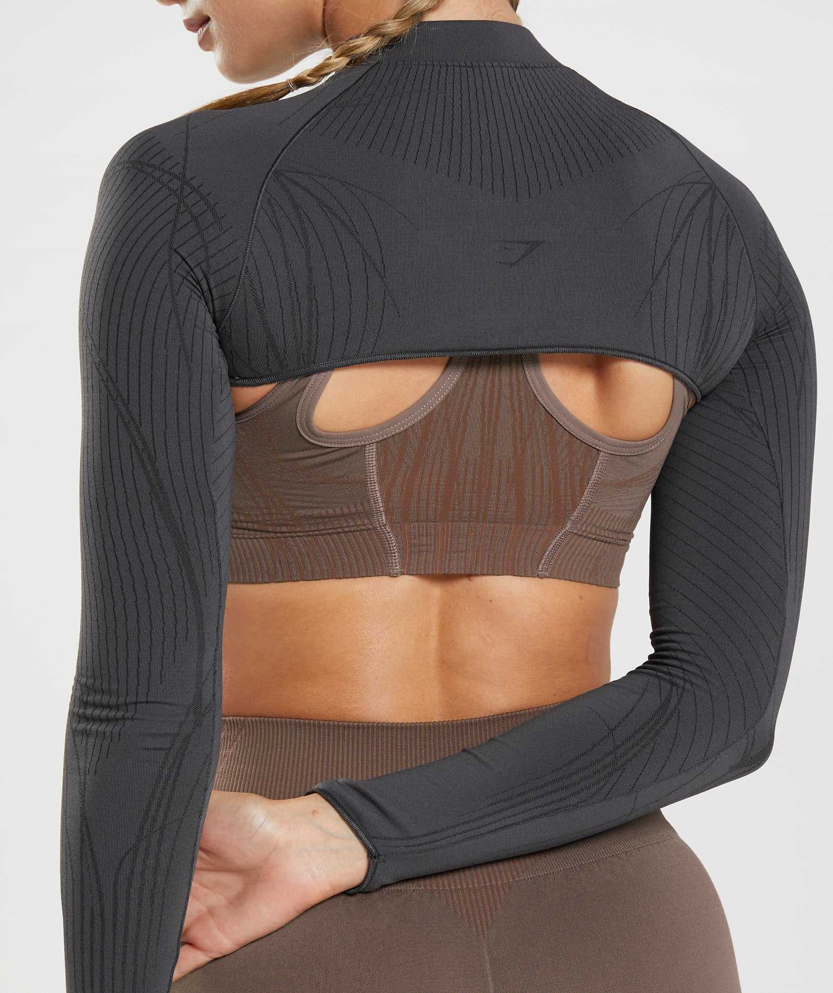 Pulowery Damskie Gymshark Apex Seamless Shrug Czarne Szare Czarne | FLHJ82145