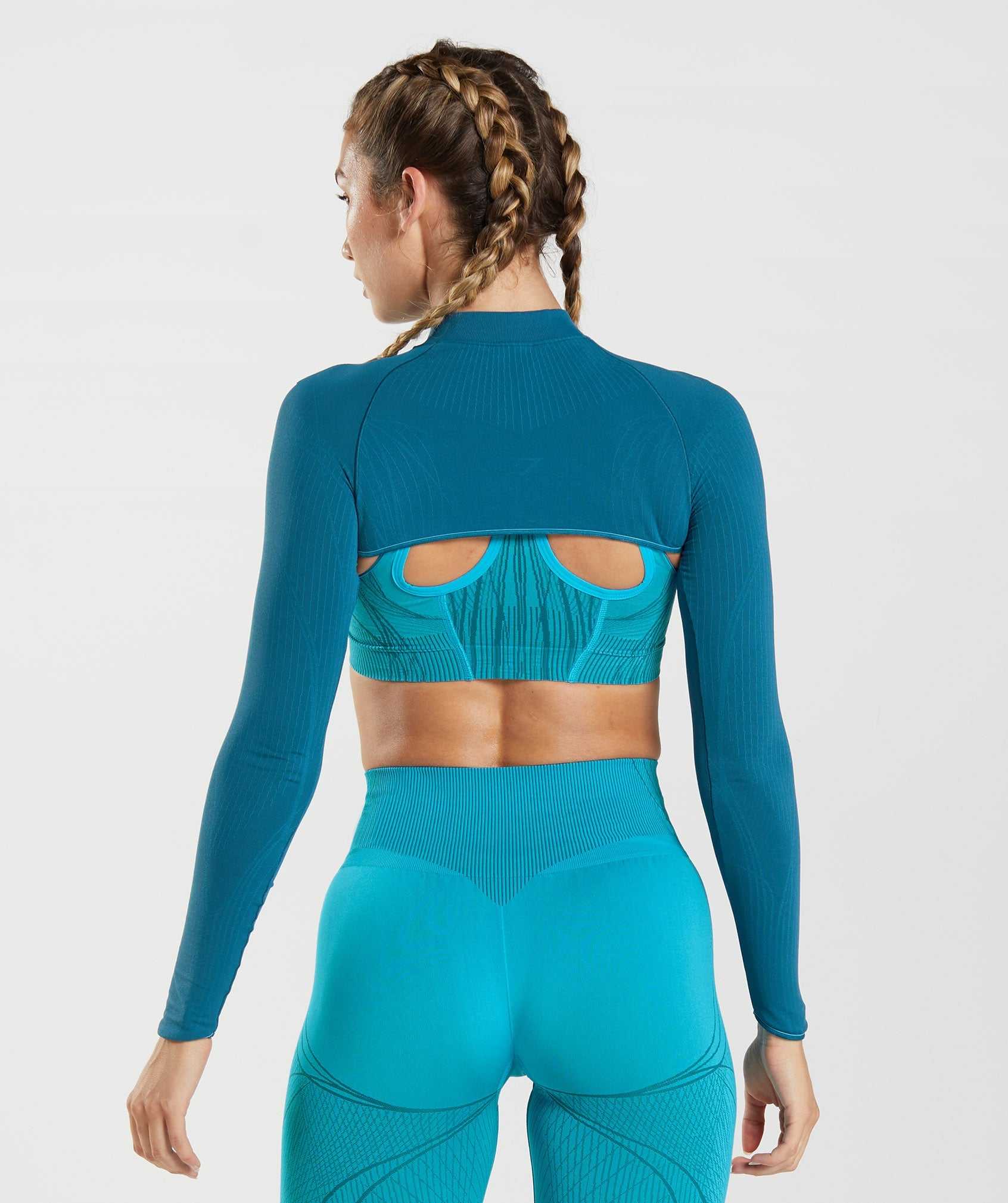 Pulowery Damskie Gymshark Apex Seamless Shrug Niebieskie Ciemny Szare Niebieskie | QXCJ91670